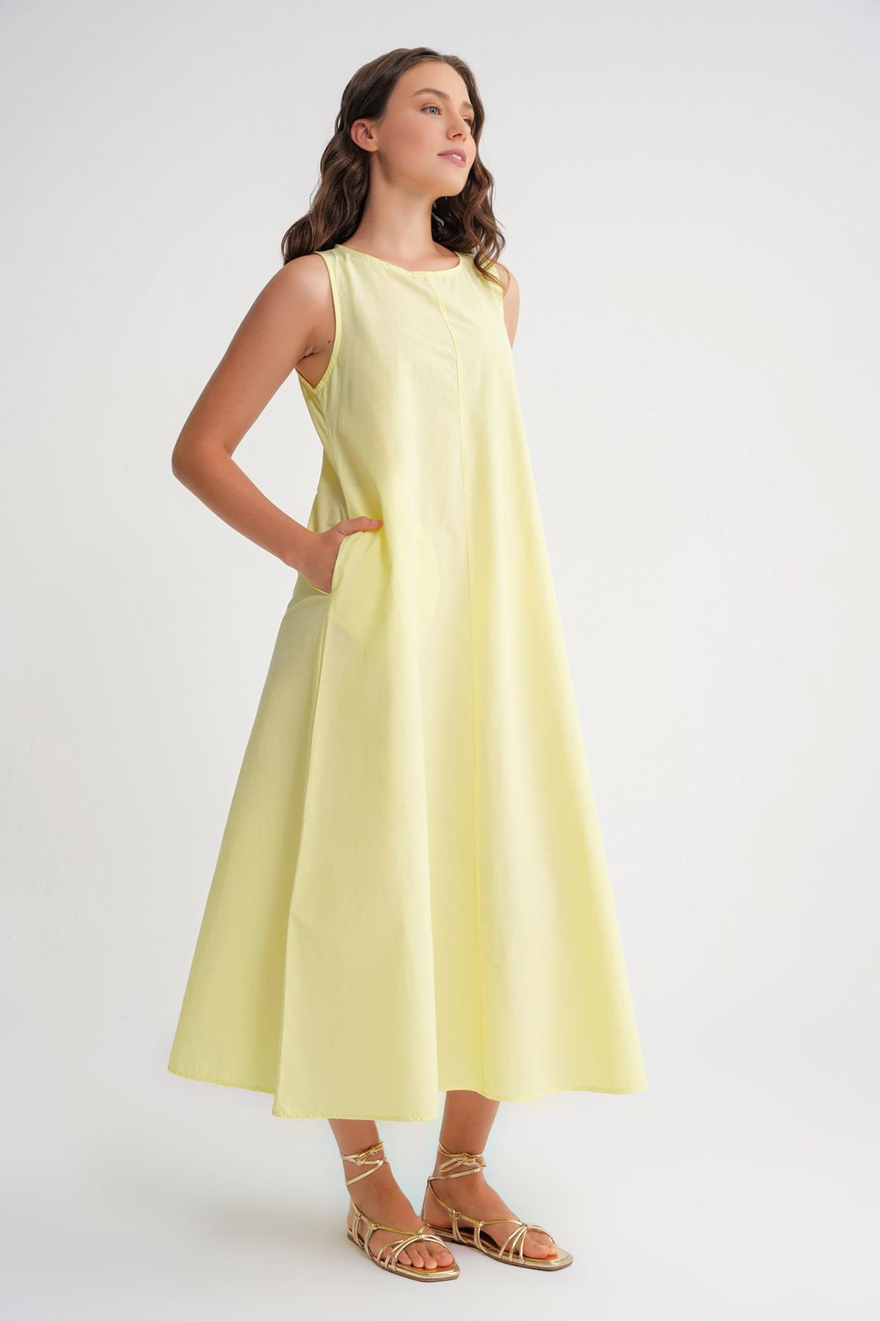 MIXRAY Maxi poplin dress with pockets 4