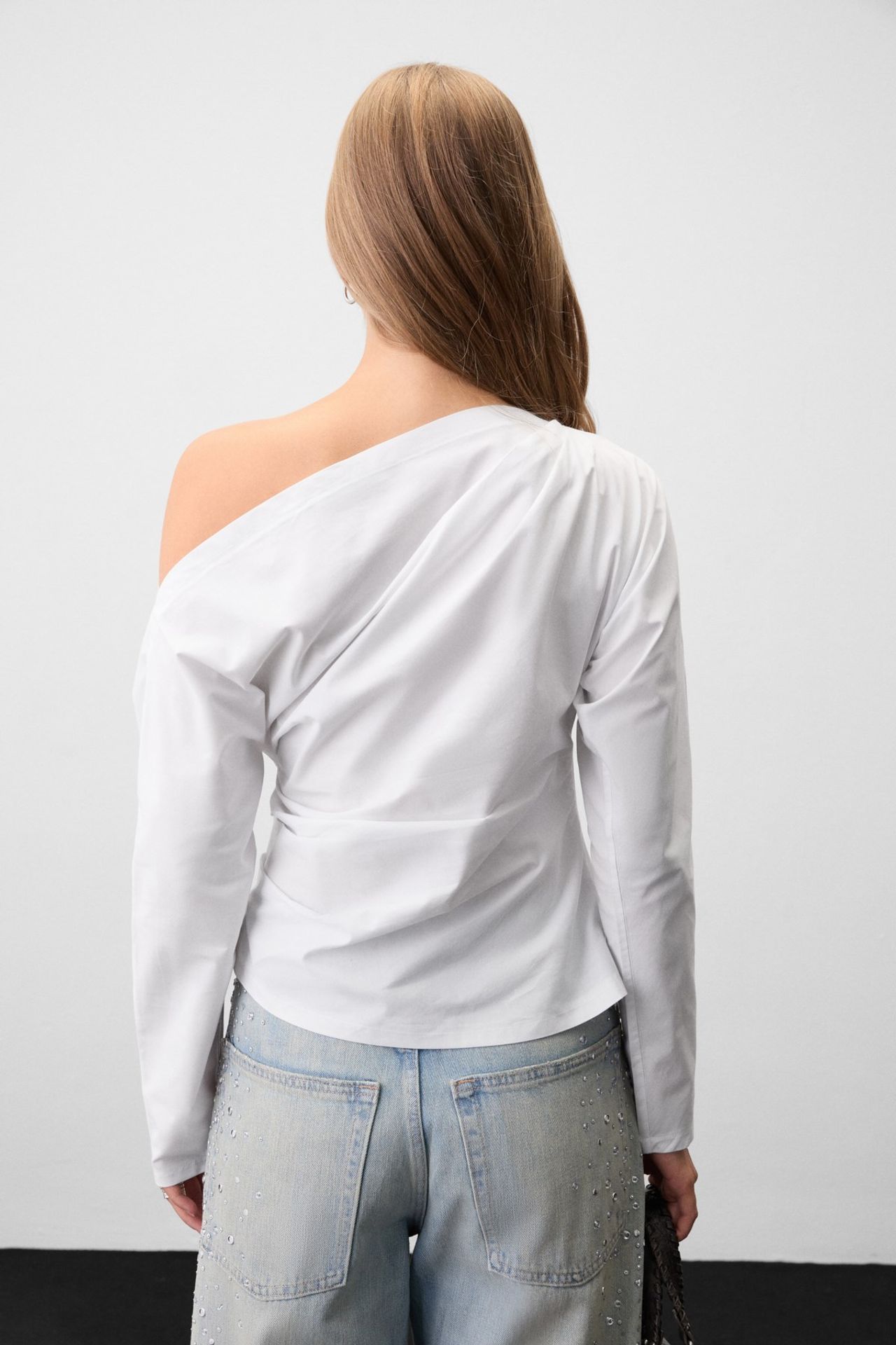 GRIMELANGE Asymmetrical One-Shoulder Cut-Out Blouse 5
