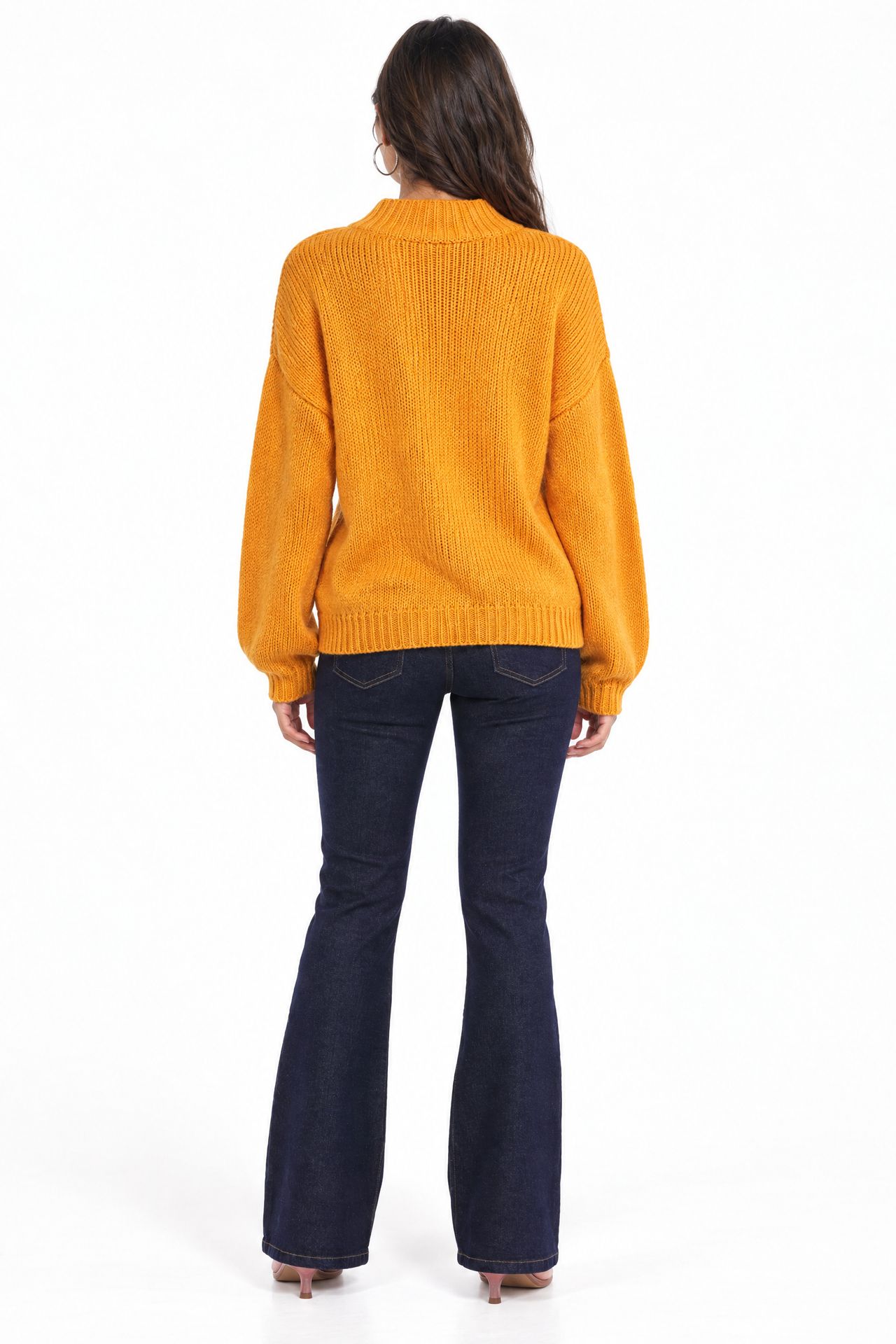Mixray Relaxed Fit Crew Neck Thick Knit Sweater 3