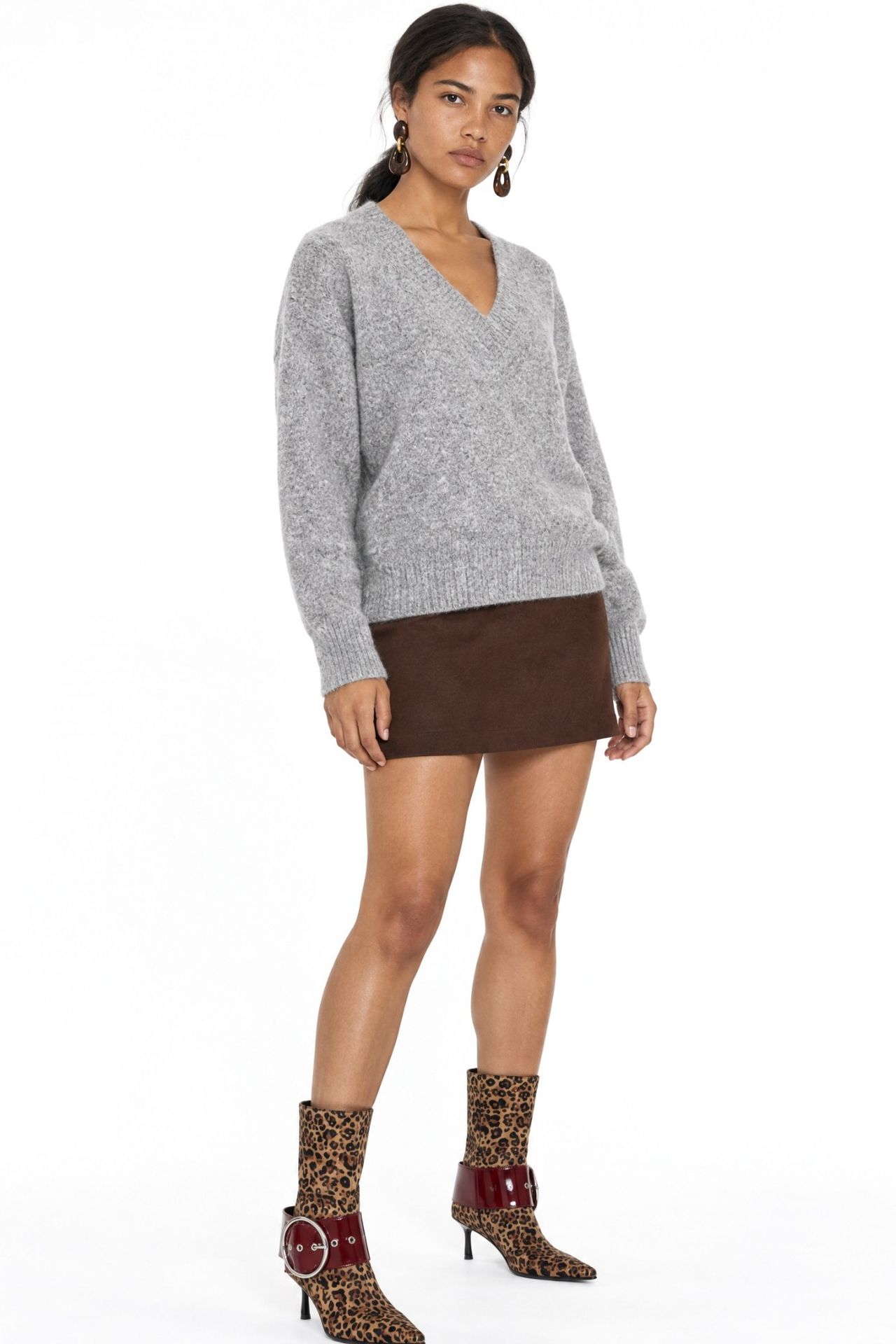 MIXRAY V-Neck Long Sleeve Sweater 2