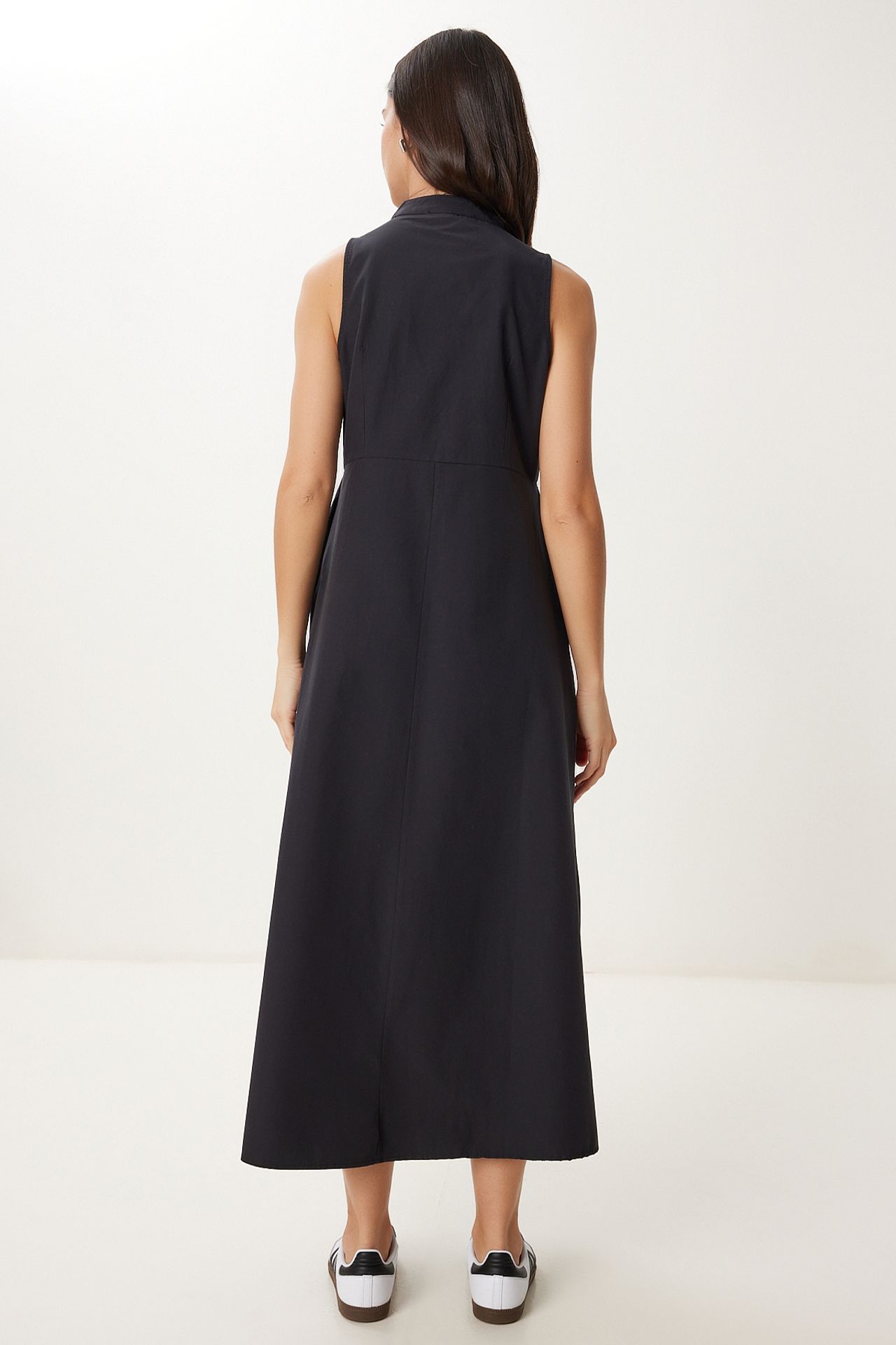ISTANBUL Mandarin Collar Sleeveless A-Line Midi Dress 6