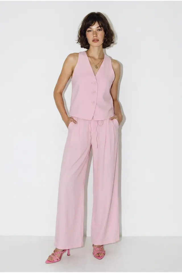 LUCCI Cotton Vest And Wide-Leg Trousers Set