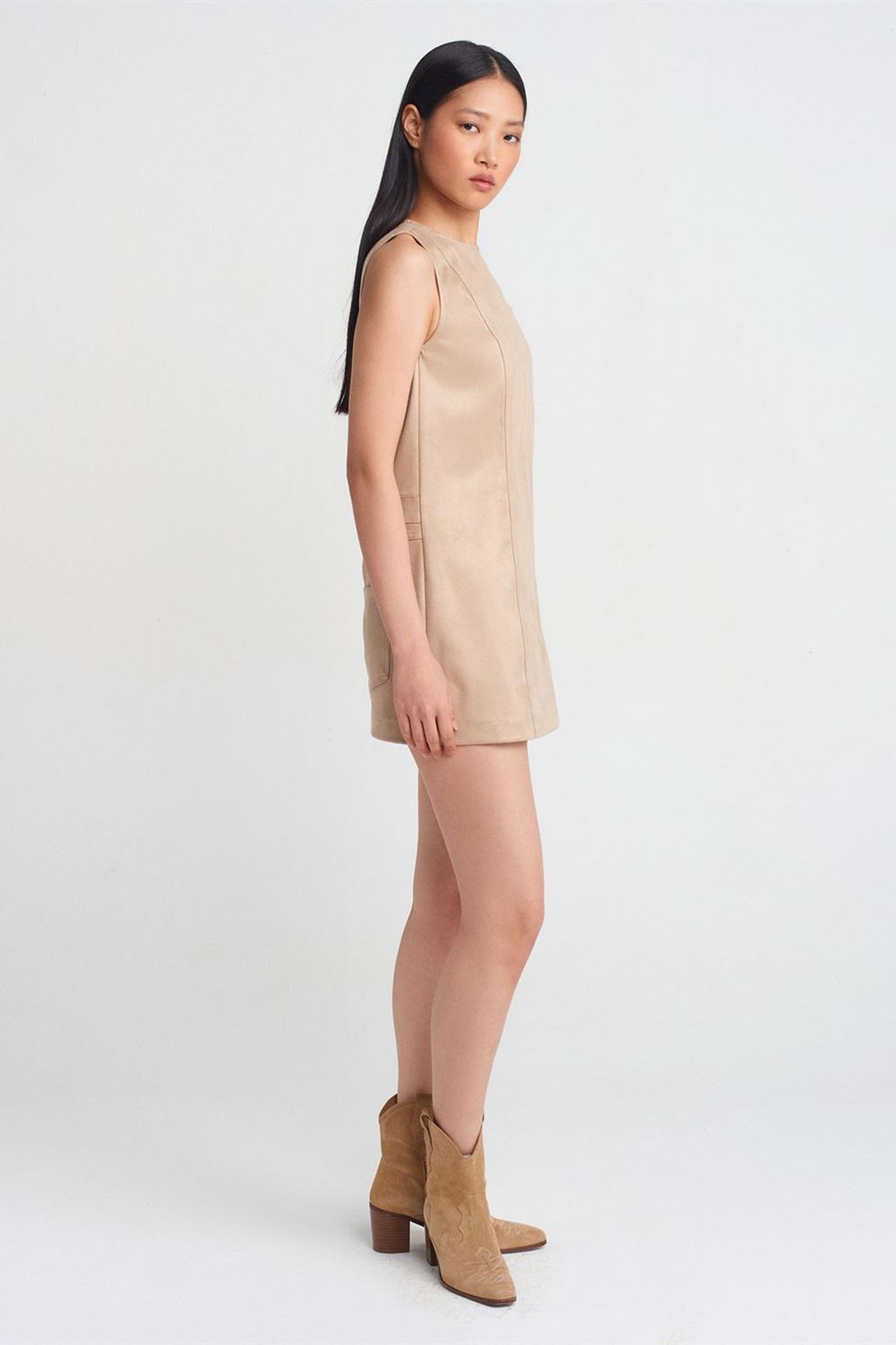 DILVIN Sleeveless Faux Leather Mini Dress 3