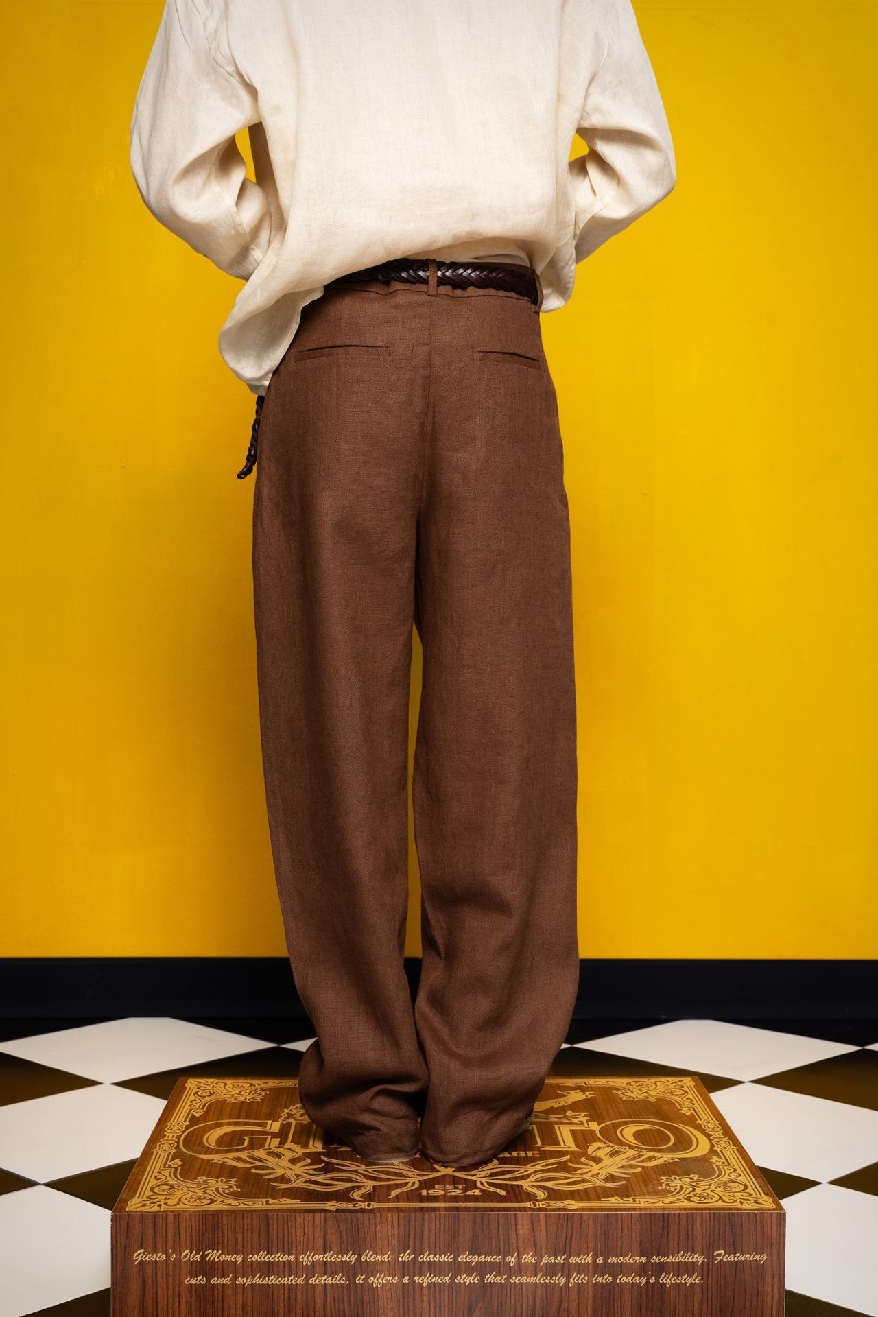 GIESTO Pleated Linen Straight Leg Pants 2