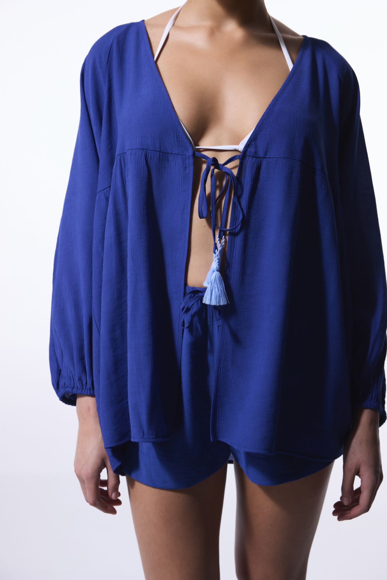 PENTI Freya Crinckle Short Sleeve V-Neck Midi Kimono 4