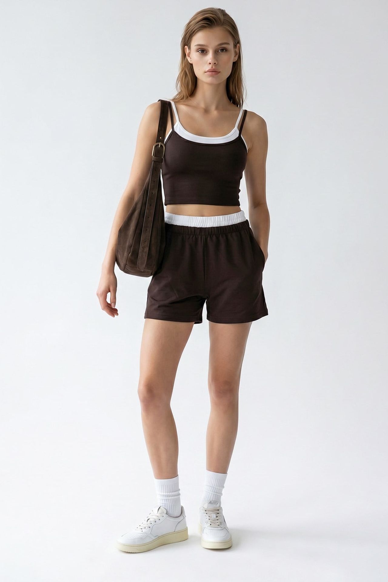 MIXRAY Two-Piece Crop T-Shirt And Shorts Set 3
