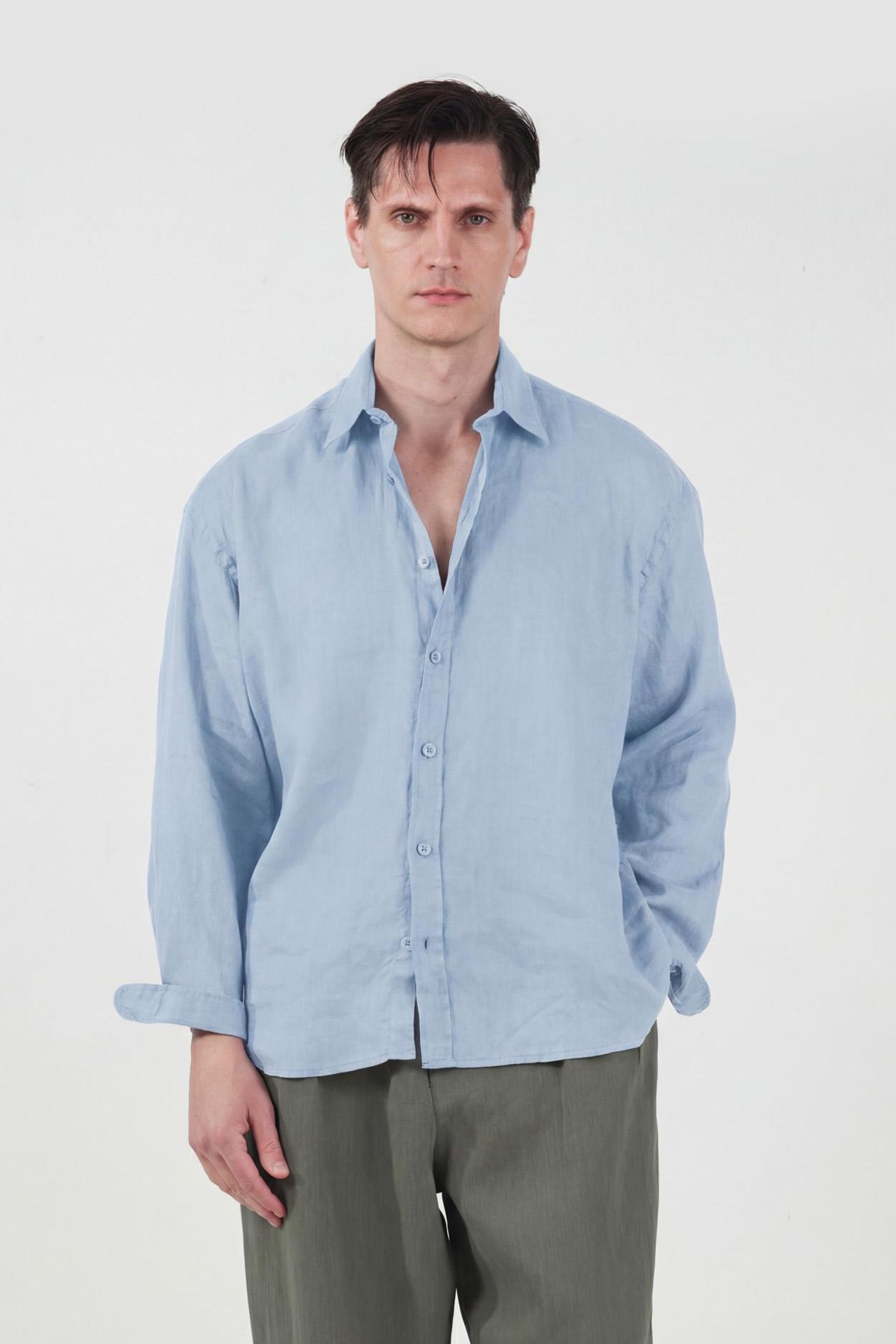 GIESTO Men's Oversized Linen Blend Shirt 1