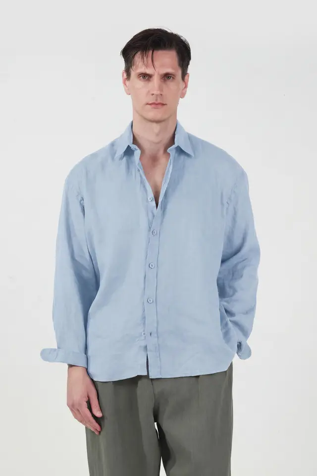 GIESTO Men's Oversized Linen Blend Shirt