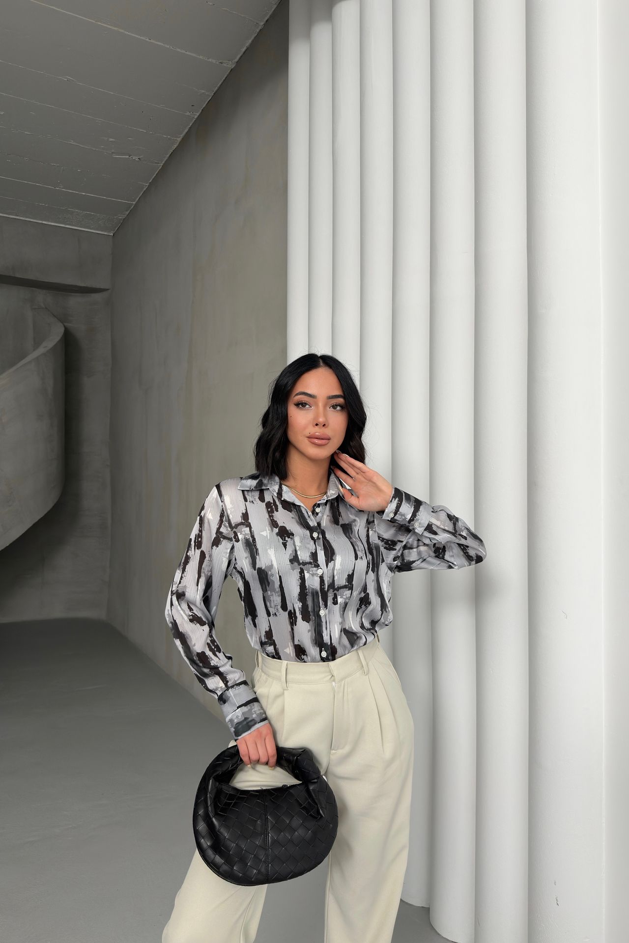 MY FASHION Abstract Print Long Sleeve Button-Up Shirt 6