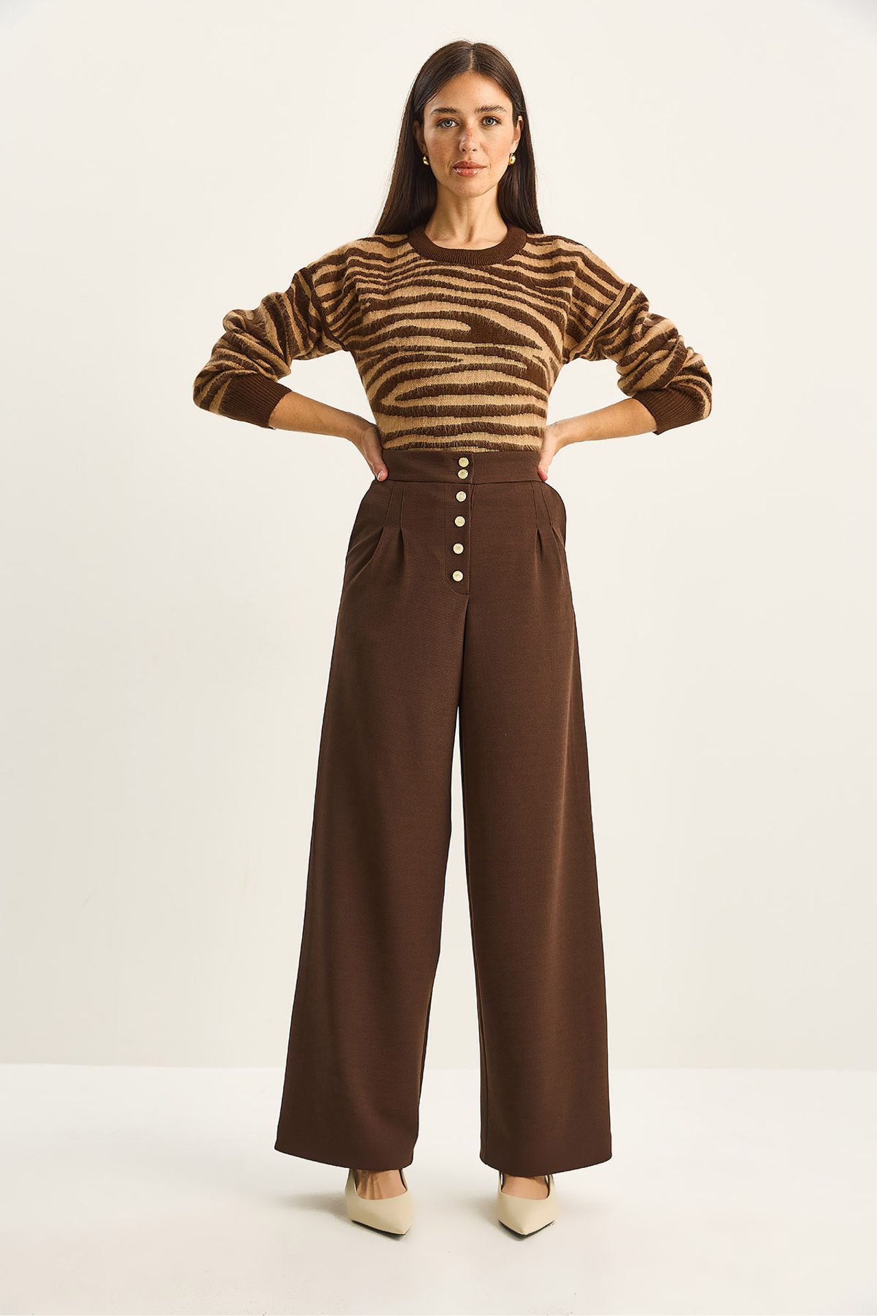 LUCCI High Waist Wide Leg Palazzo Pants 4
