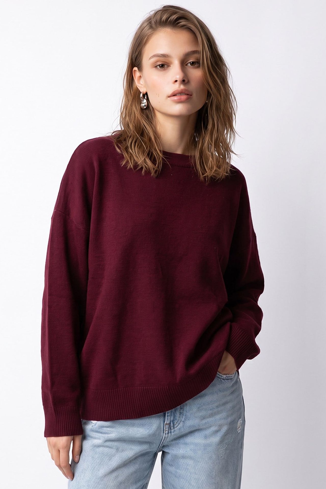 MIXRAY Oversized Ribbed Knit Sweater 3