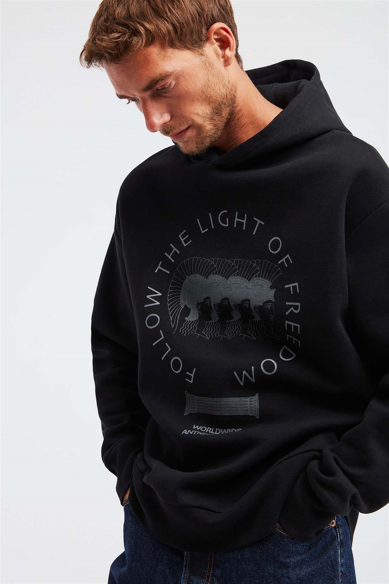 GRIMELANGE Baskılı Kapüşonlu Oversize Sweatshirt 2