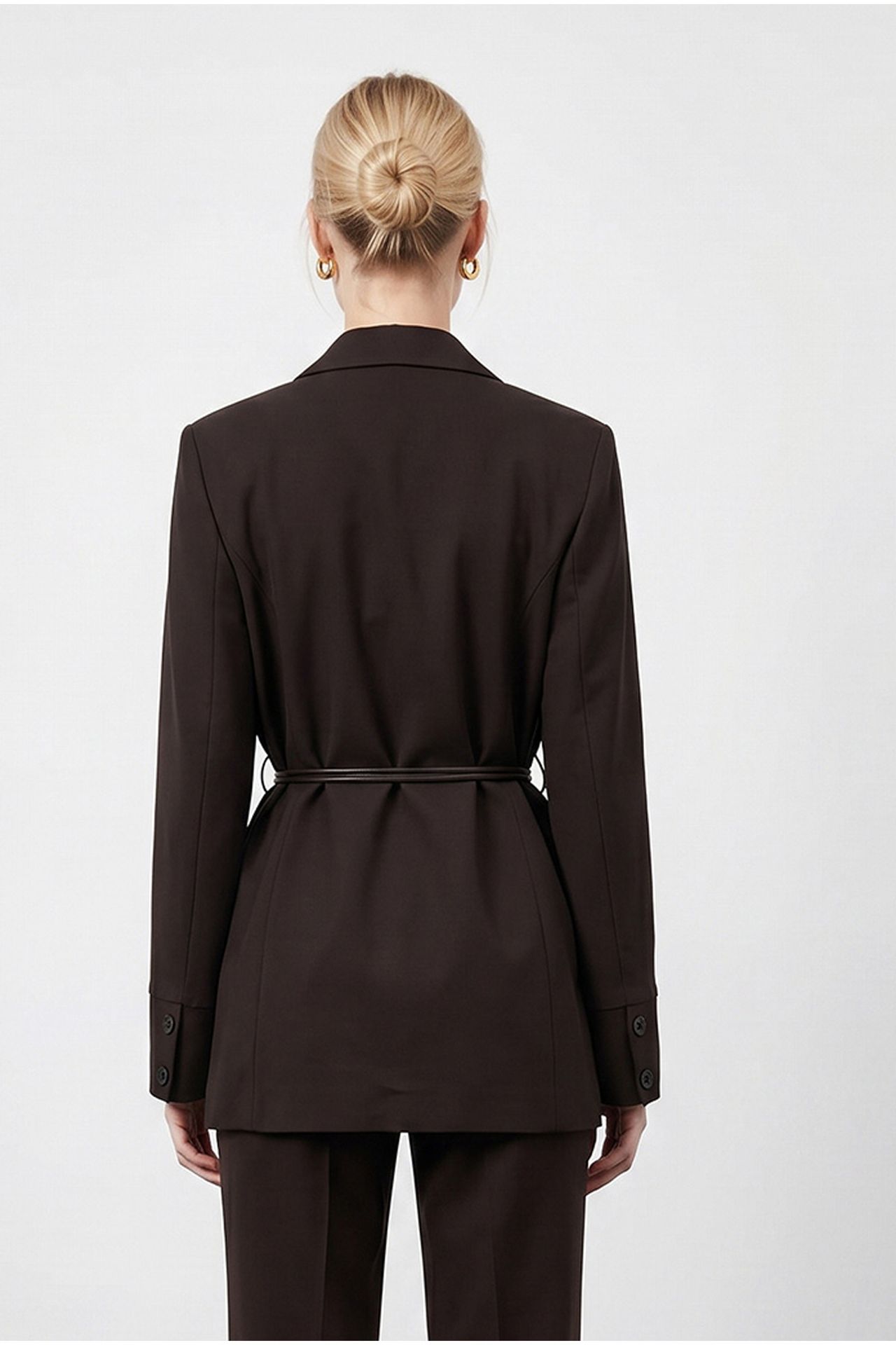LUCCI Long Crepe Blazer With Shawl Collar