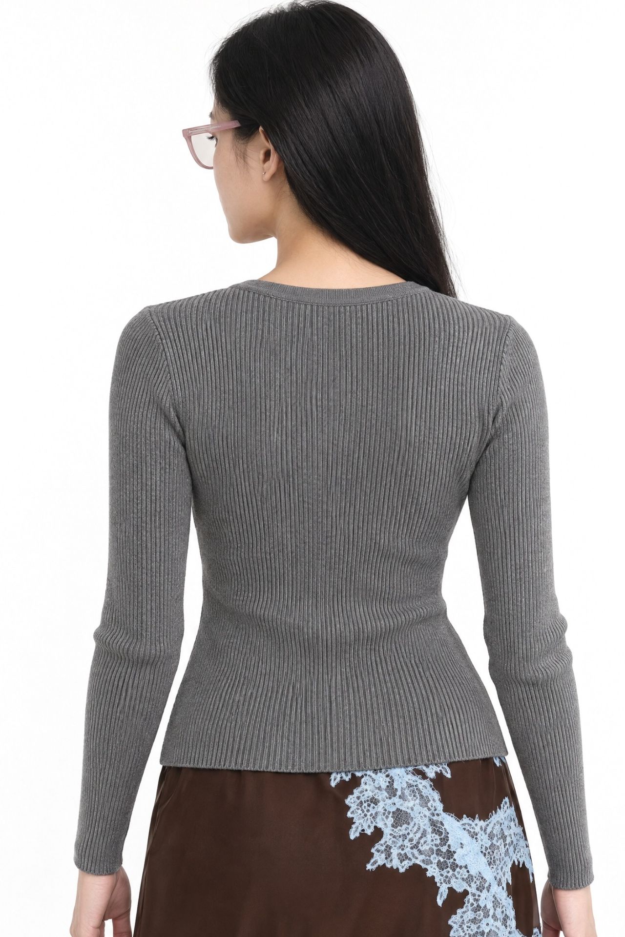 Mixray Buttoned Slim Fit Ribbed Knit Cardigan 2