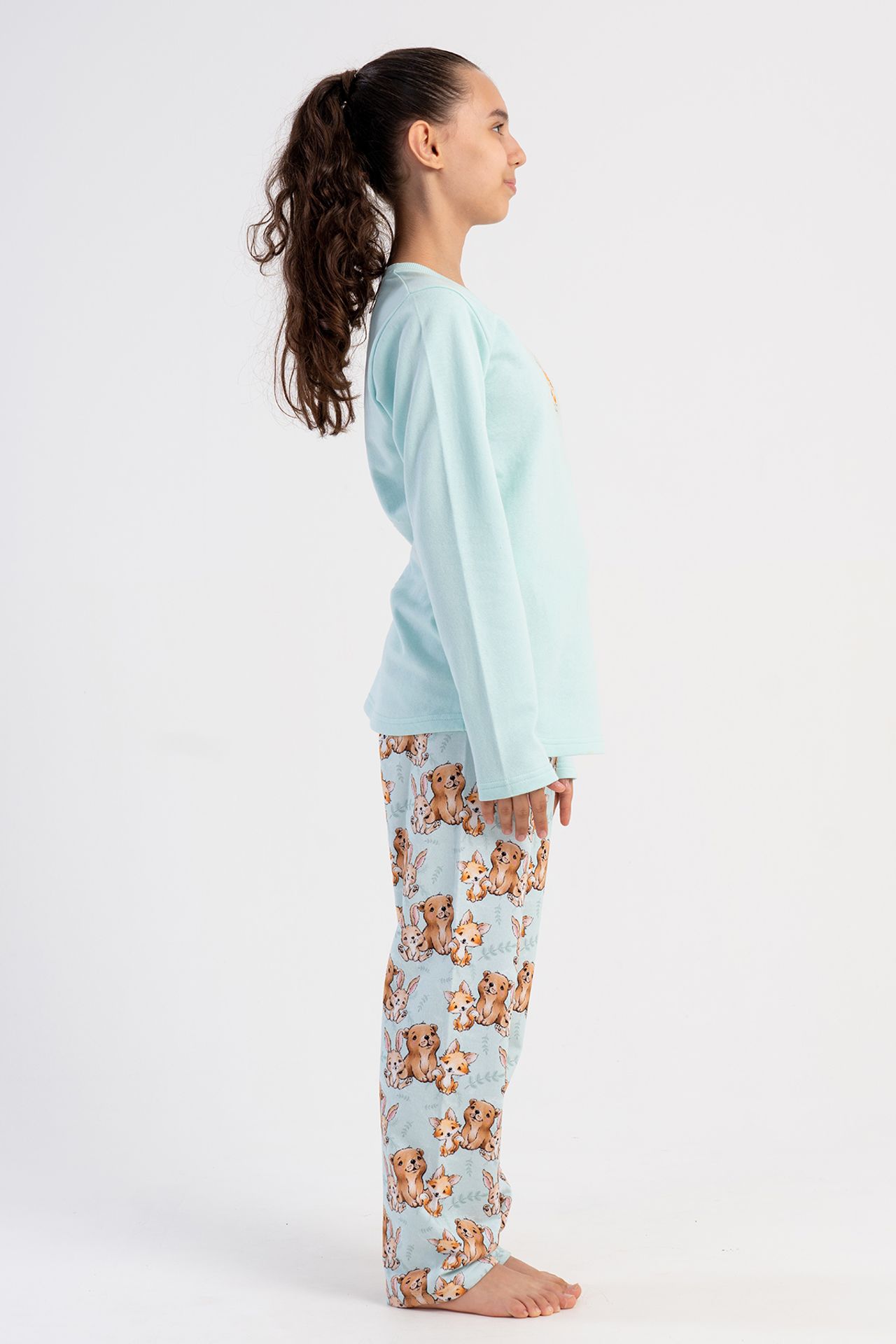 YAKE Uzun Baskılı 2 Parçalı Pijama Takımı 4