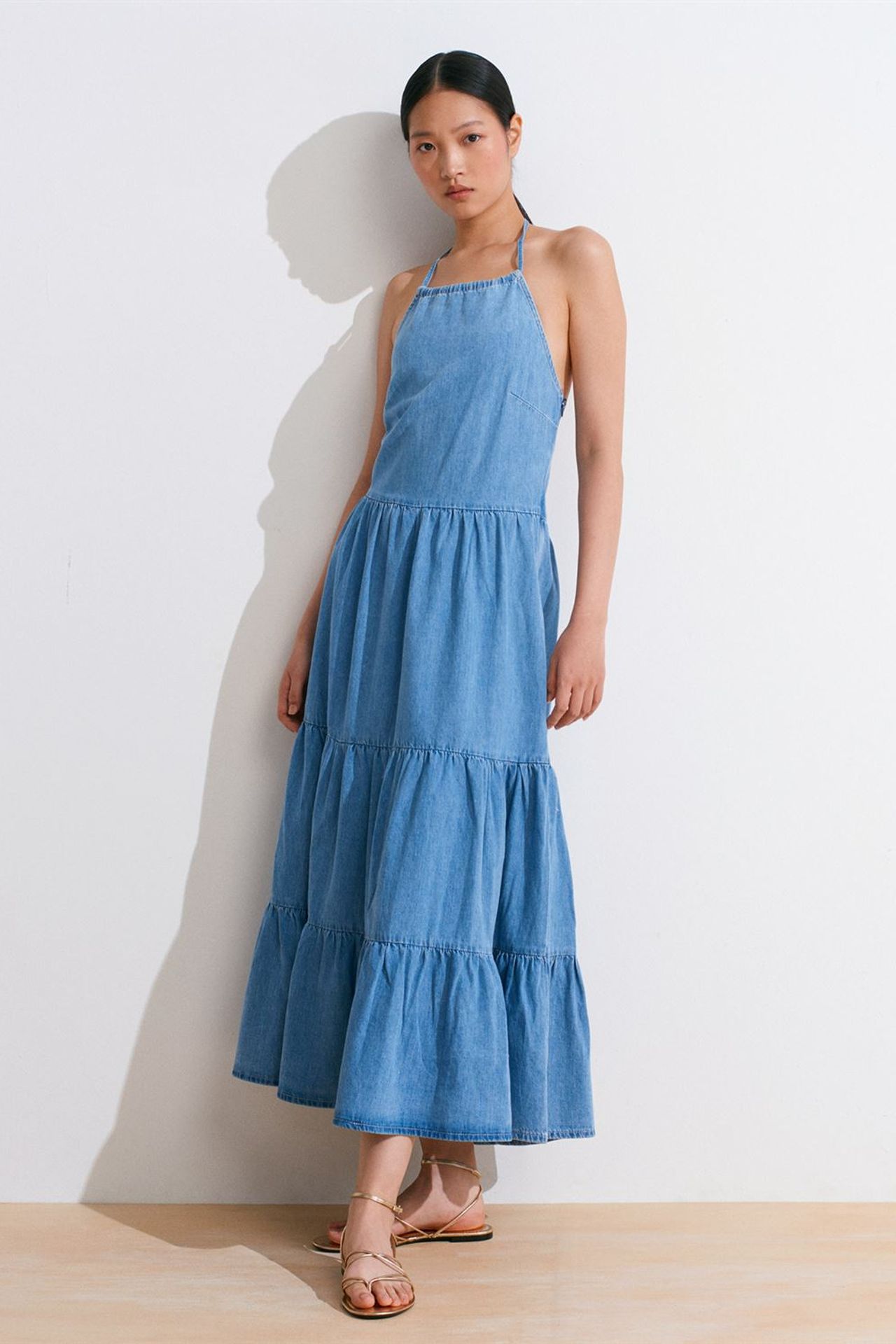 DILVIN Women's Cotton Denim Midi Dress 3