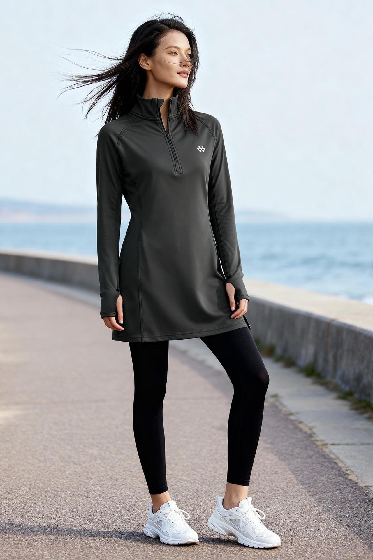 TOMMY Long-sleeve Knit Tunic Top With Half Turtleneck 2