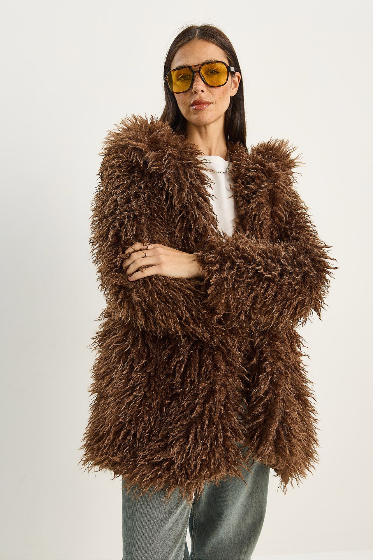 LUCCI Oversize Hooded Faux Fur Jacket 3