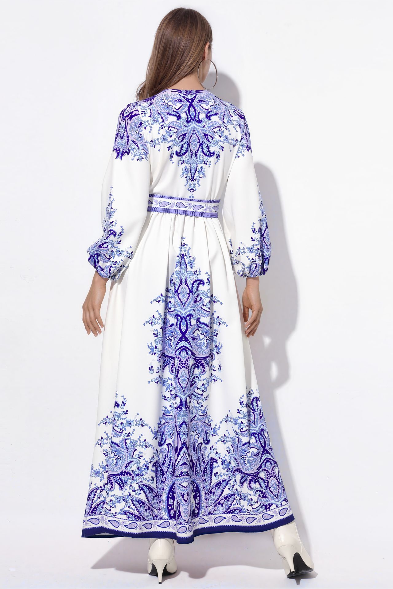 MSN Paisley A-line Maxi Dress With Tie Belt 3