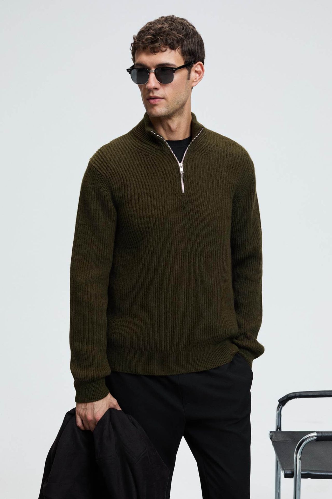 GRIMELANGE Zipper Collar Knit Jumper 2