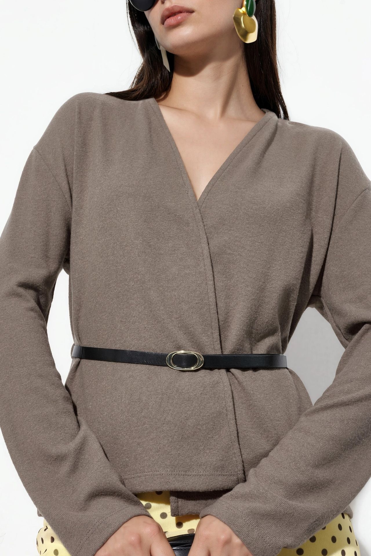 BUSEM Belted Ribbed Knit Cardigan 4