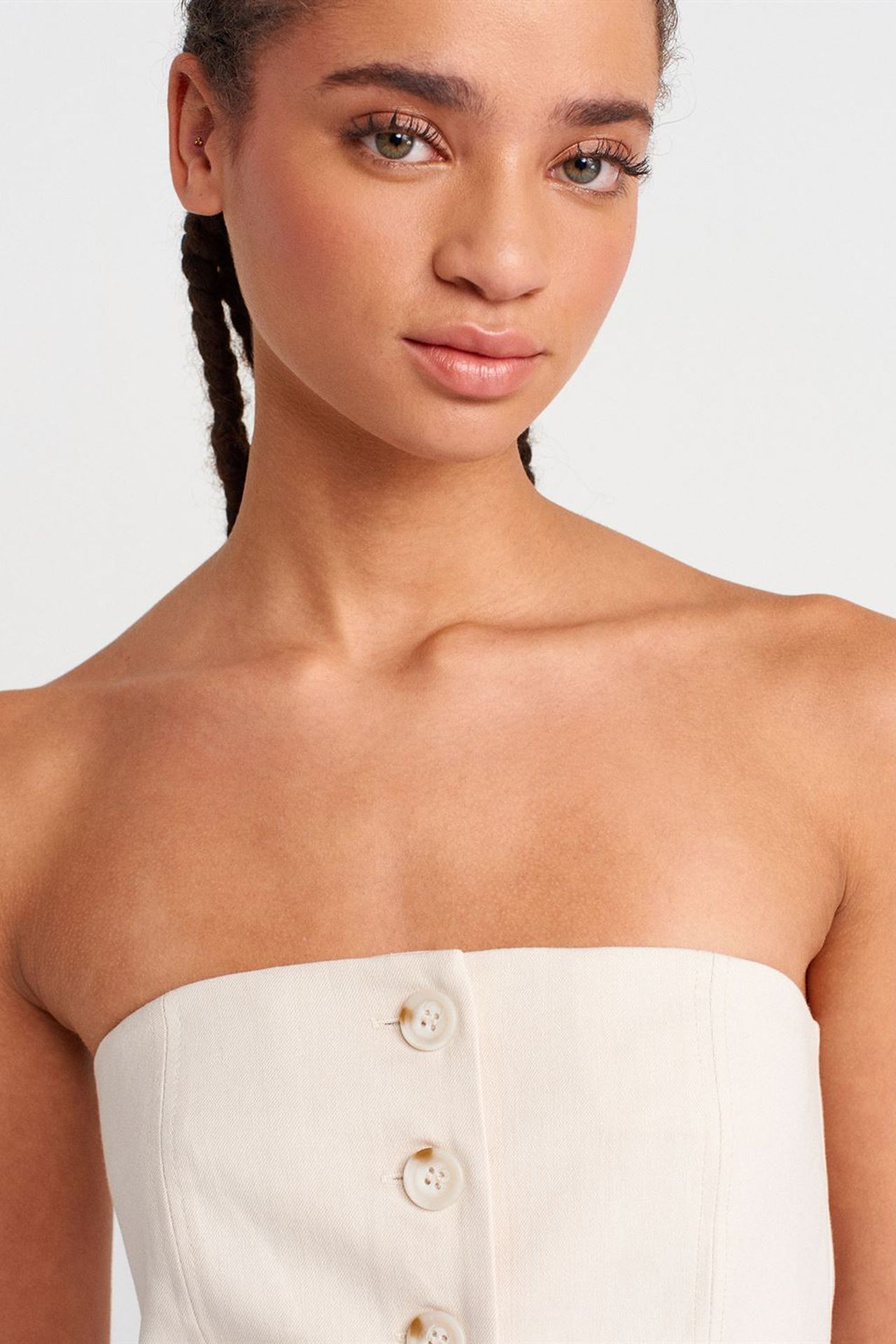 DILVIN Askısız Dokuma Bandeau Bluz 3
