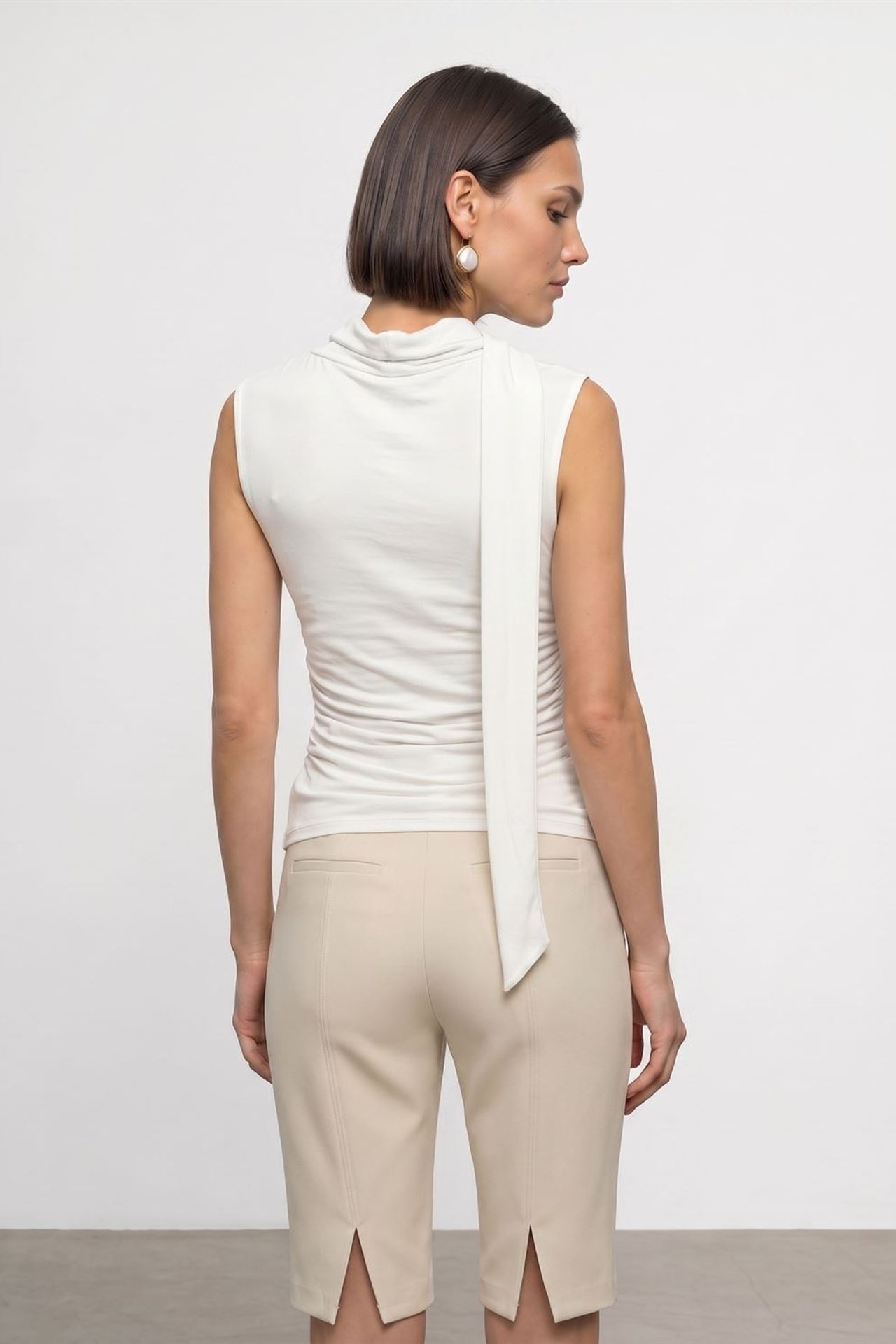 DILVIN Sleeveless Cowl Neck Jersey Blouse 2