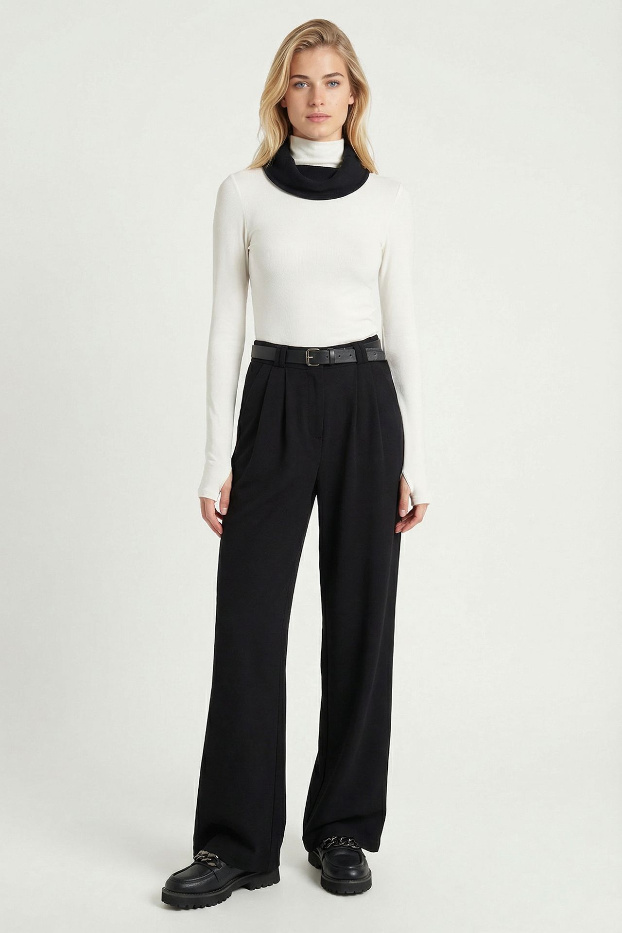 ISTANBUL High Waist Wide Leg Trousers with Buckle 3