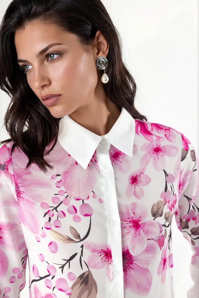 MSN Floral Printed Long-Sleeve Shirt