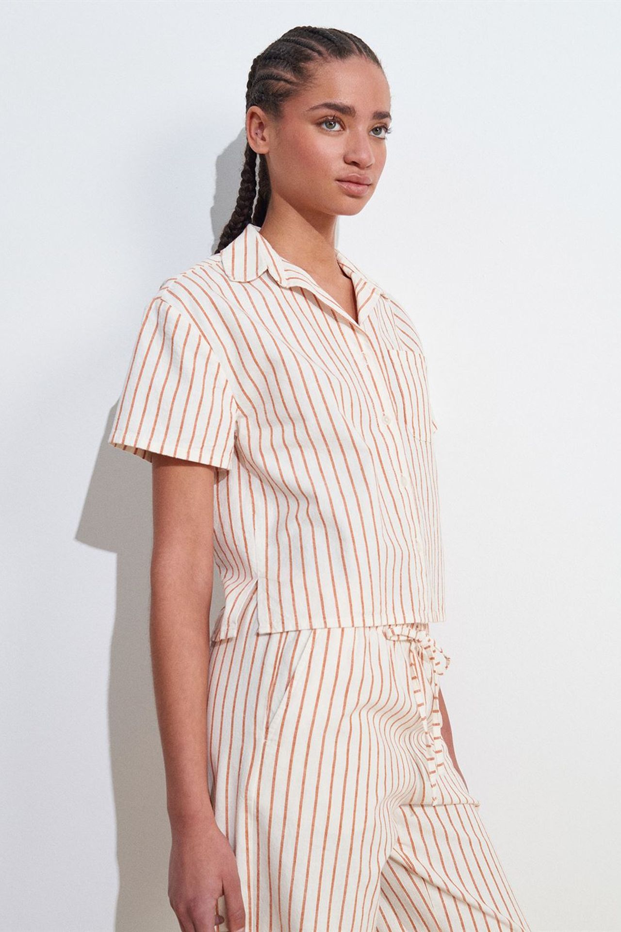DILVIN Linen Blend Short-Sleeve Button Shirt 5