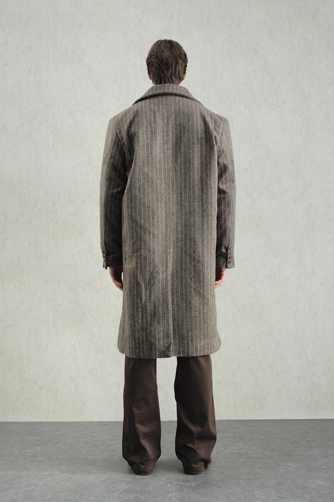 Double Breasted Striped Long Overcoat 3