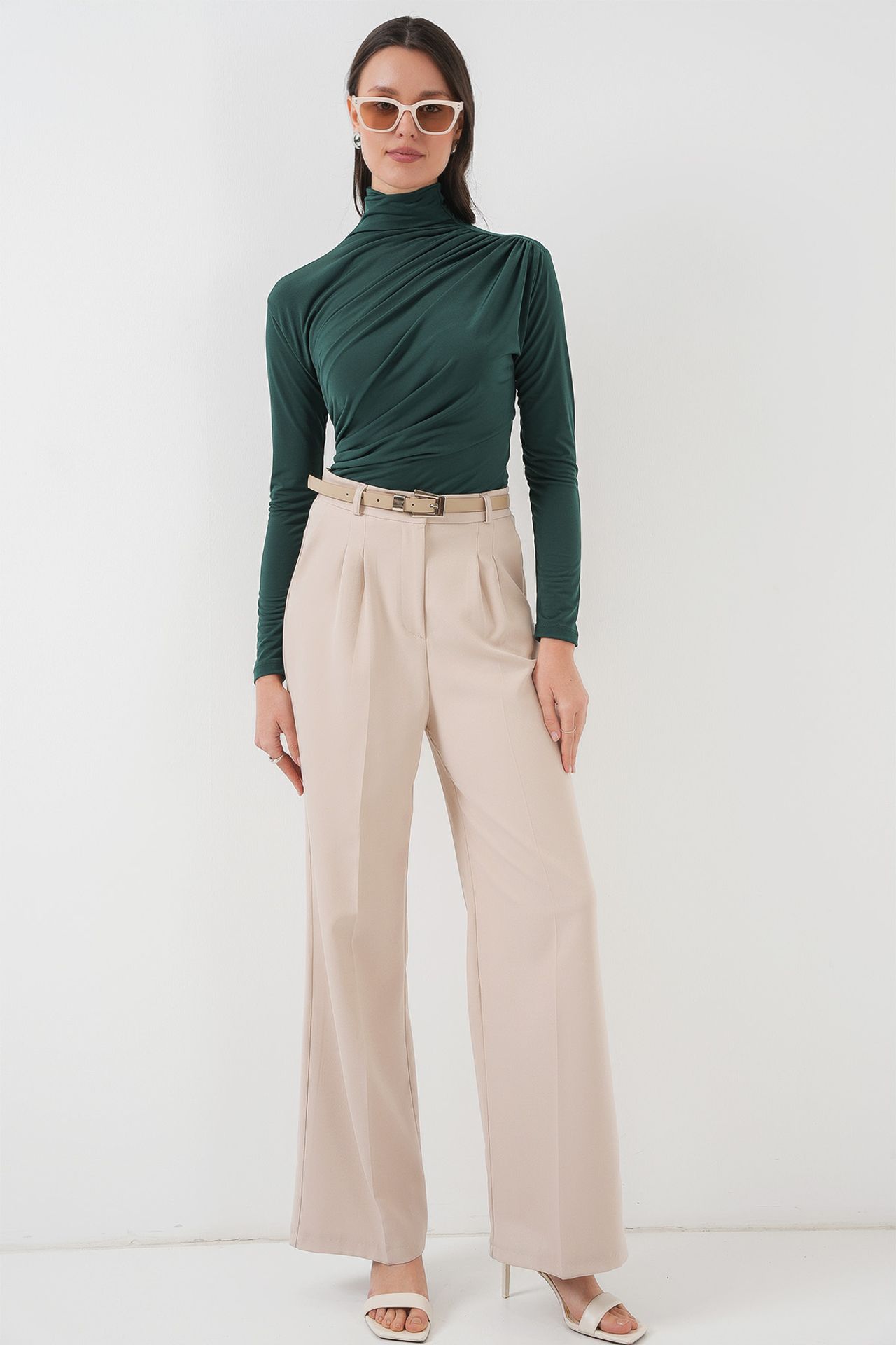 BDART Fitted Turtleneck Blouse with Drape Detail 2
