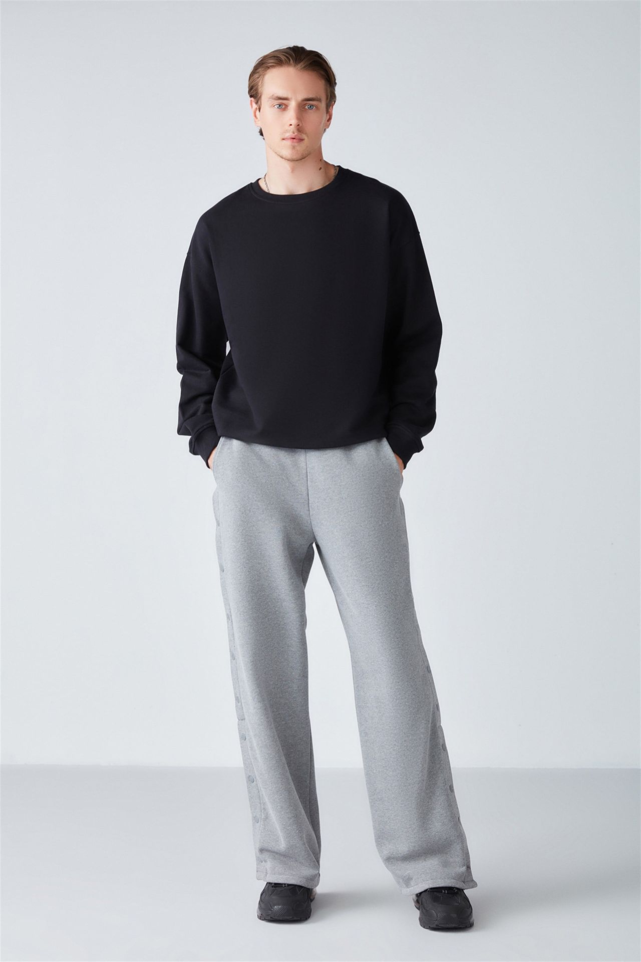 GRIMELANGE Bol Kesim Fitilli Bisiklet Yaka Sweatshirt 2