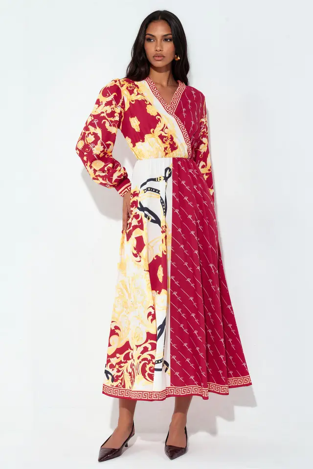 MSN Printed Belted Maxi Dress