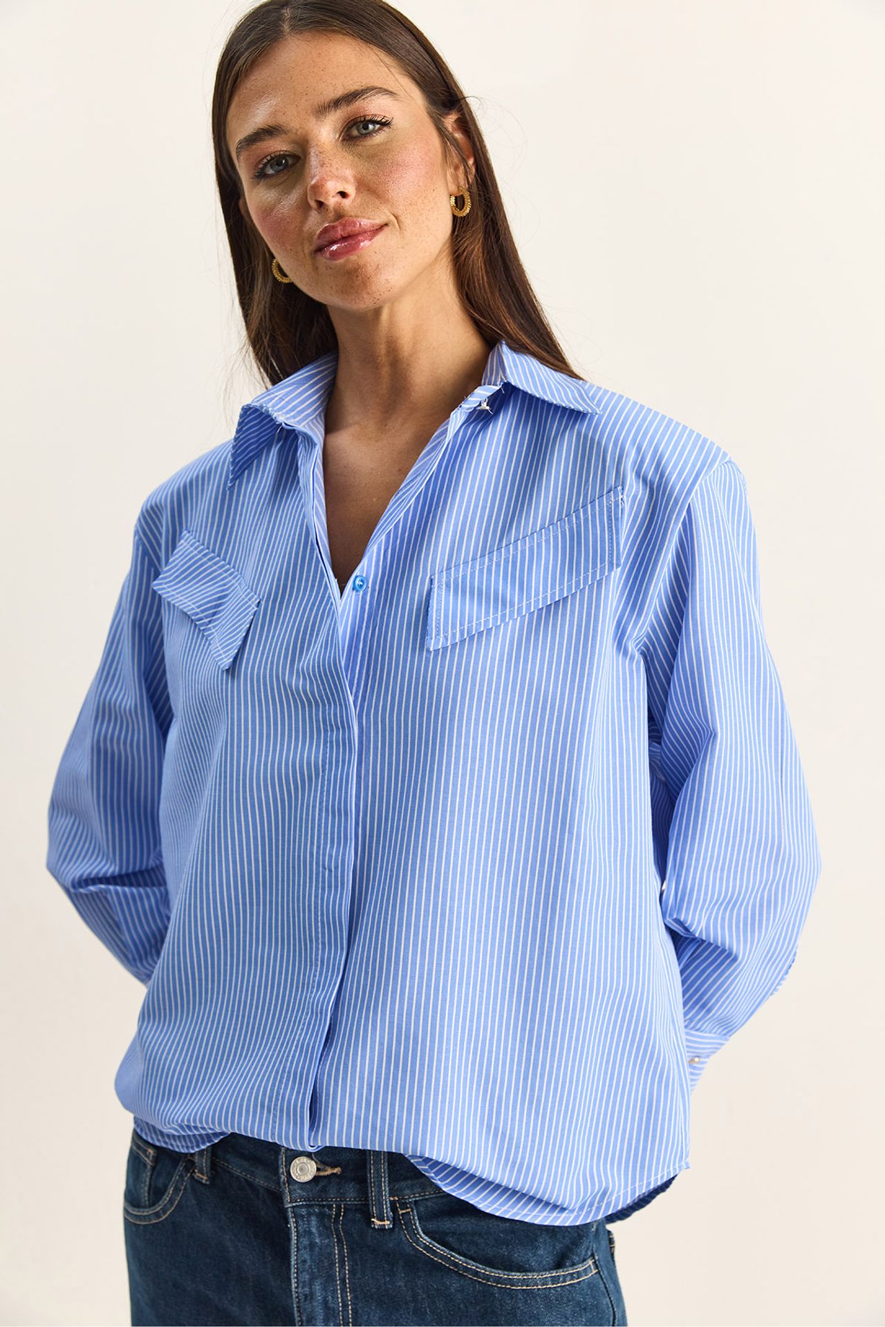 LUCCI Regular Fit Striped Button-Up Shirt with Pocket 4