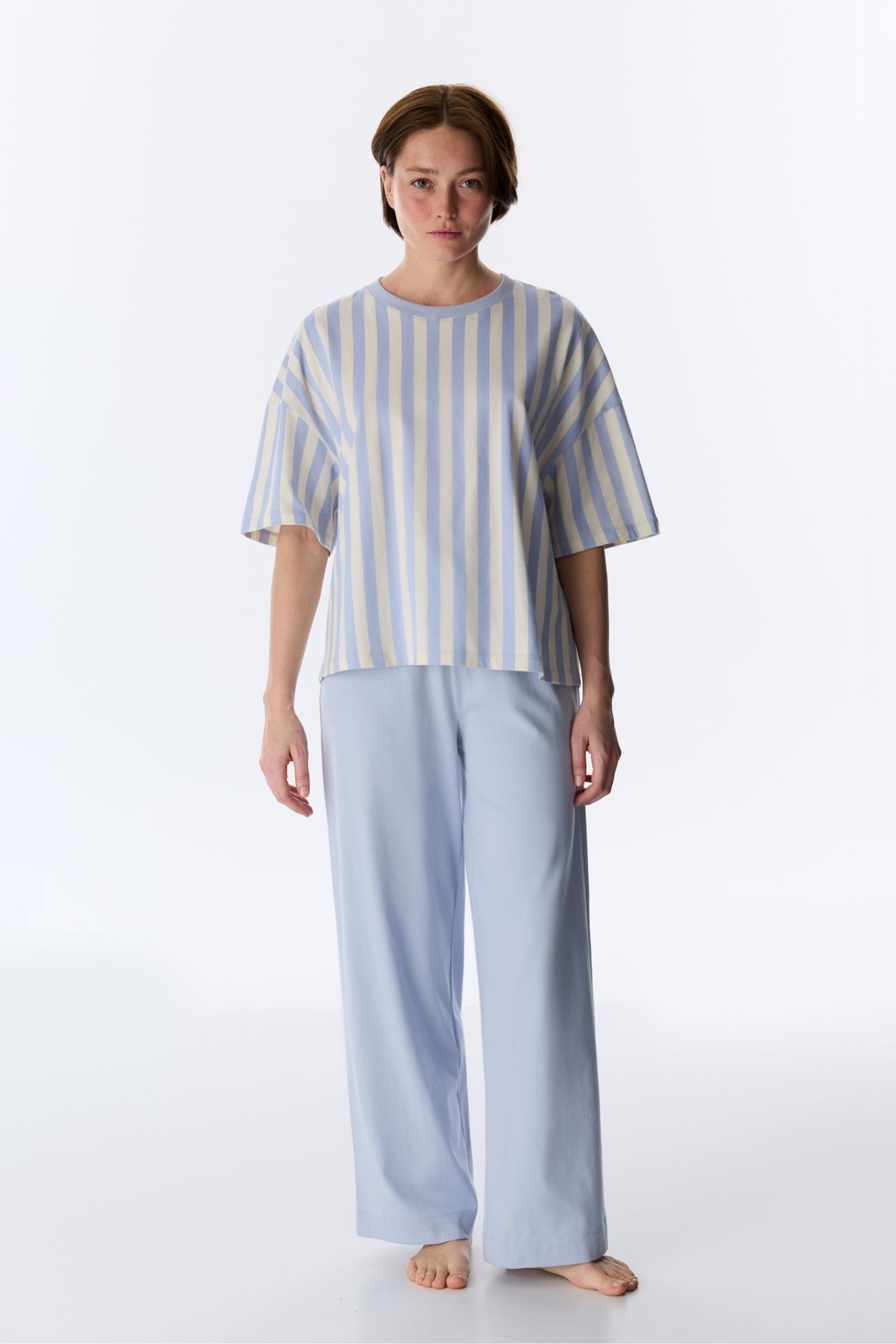 PENTI Relaxed Club Striped Short Sleeve T-Shirt Pajama Top 2