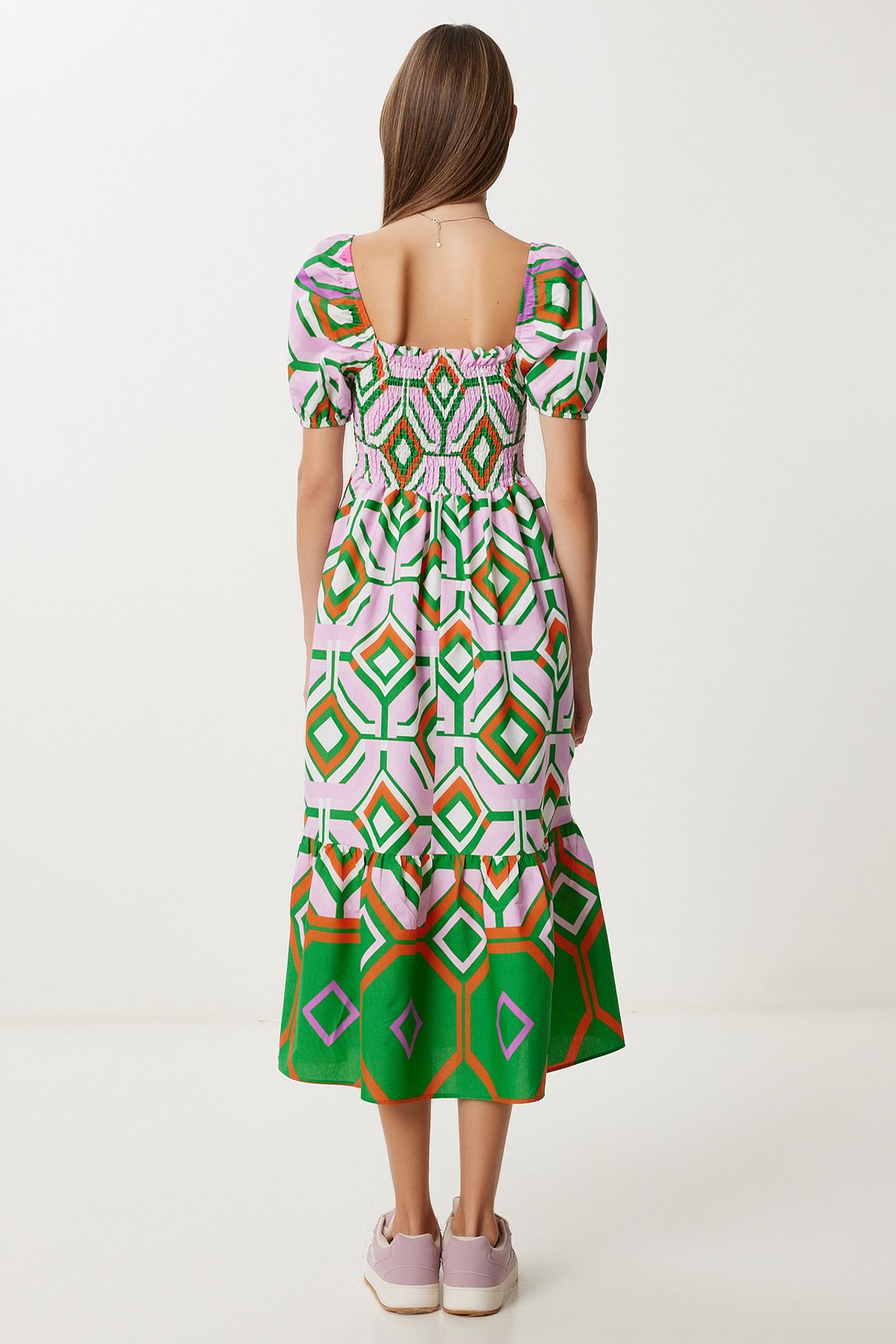 ISTANBUL Batik Print Midi Dress with Ruffle Detail 5