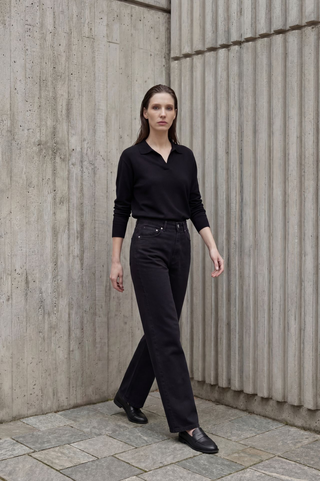 MY FASHION High Waist Straight Leg Denim Pants 2