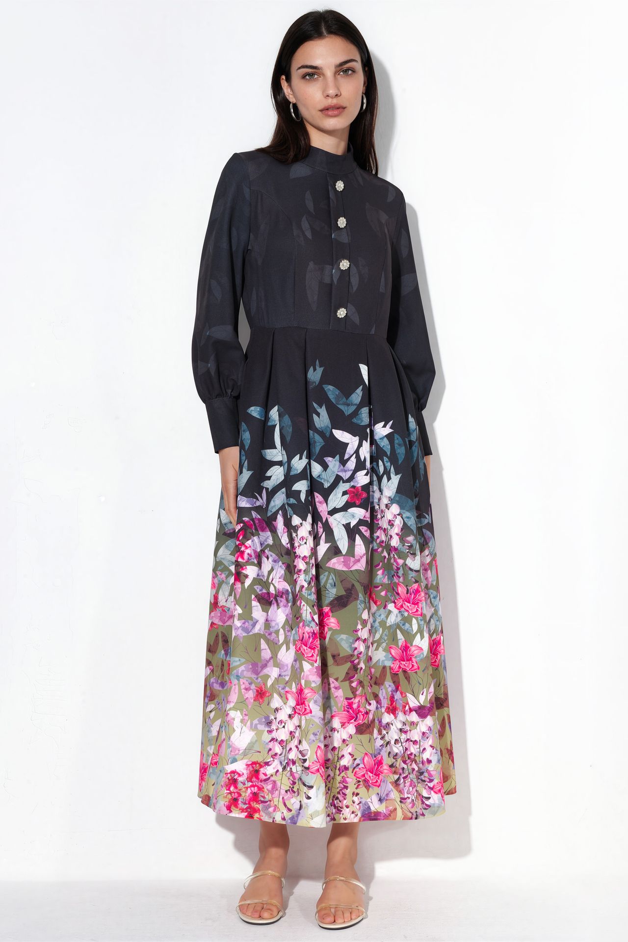 MSN Floral Belted Maxi Dress