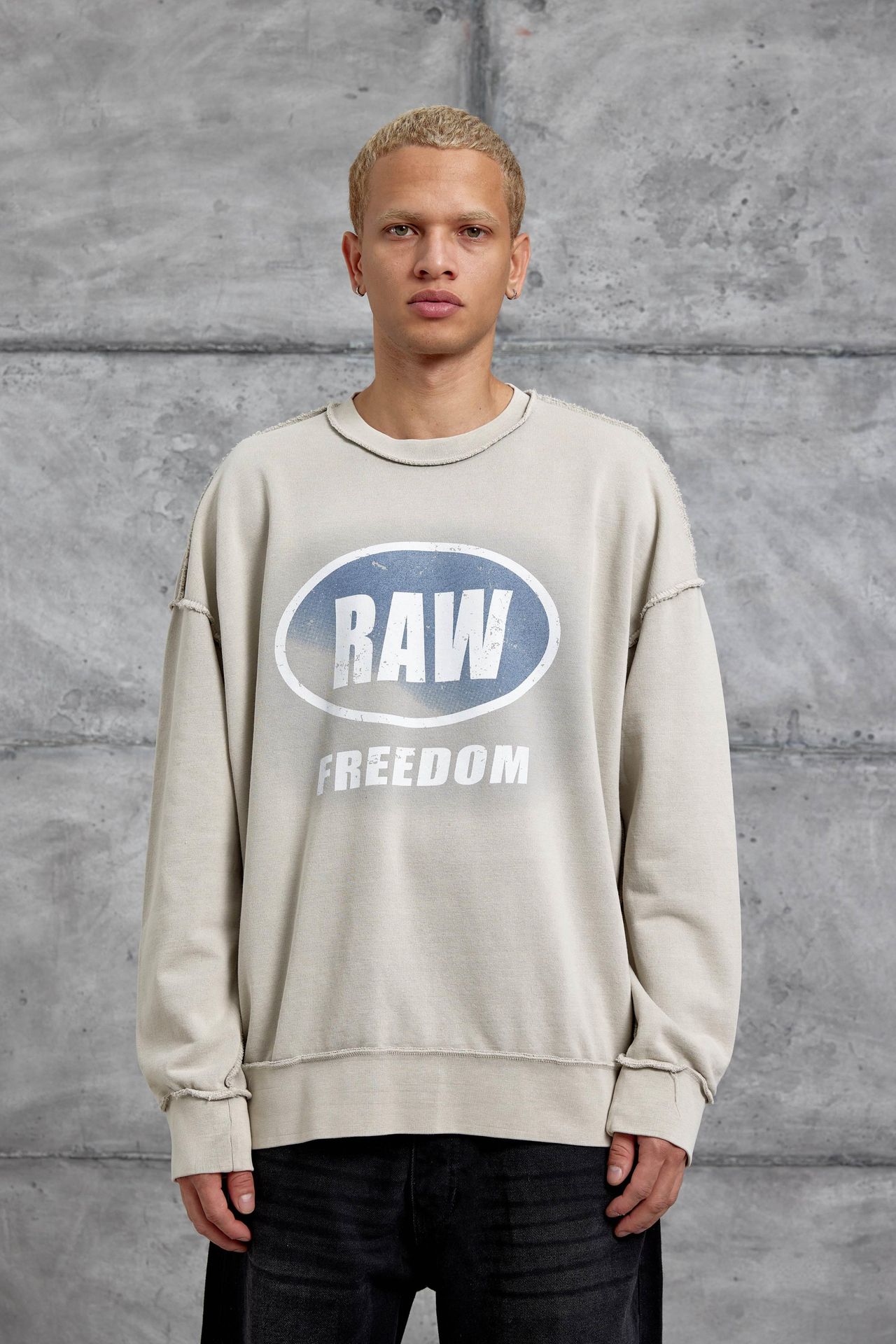 NOMARC Baskılı Oversize Bisiklet Yaka Sweatshirt 1