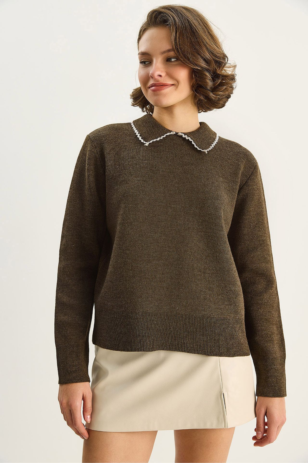 LUCCI Knit Sweater with Shirt Collar 3