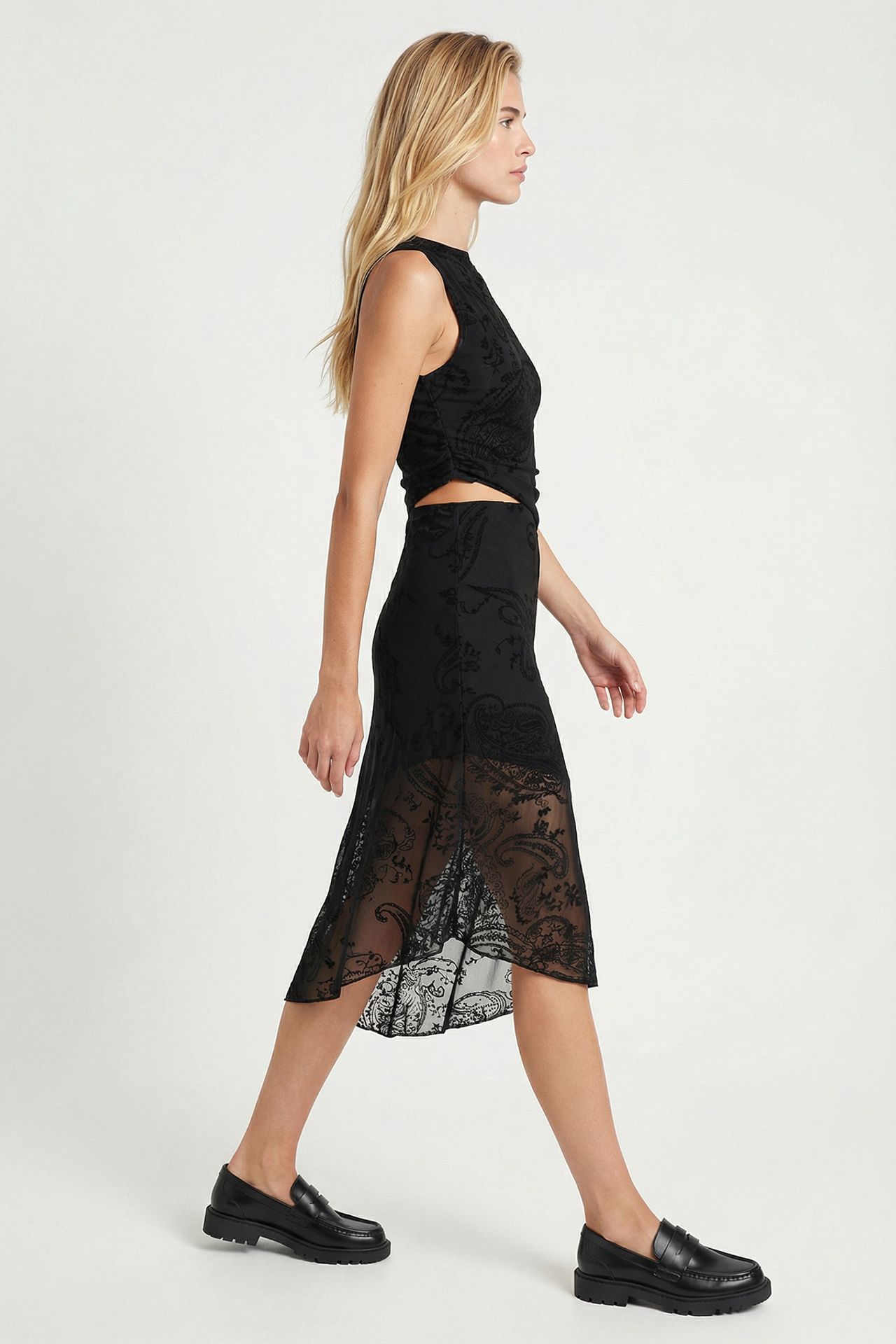 ISTANBUL Patterned Tulle Blouse And Midi Skirt Set 3