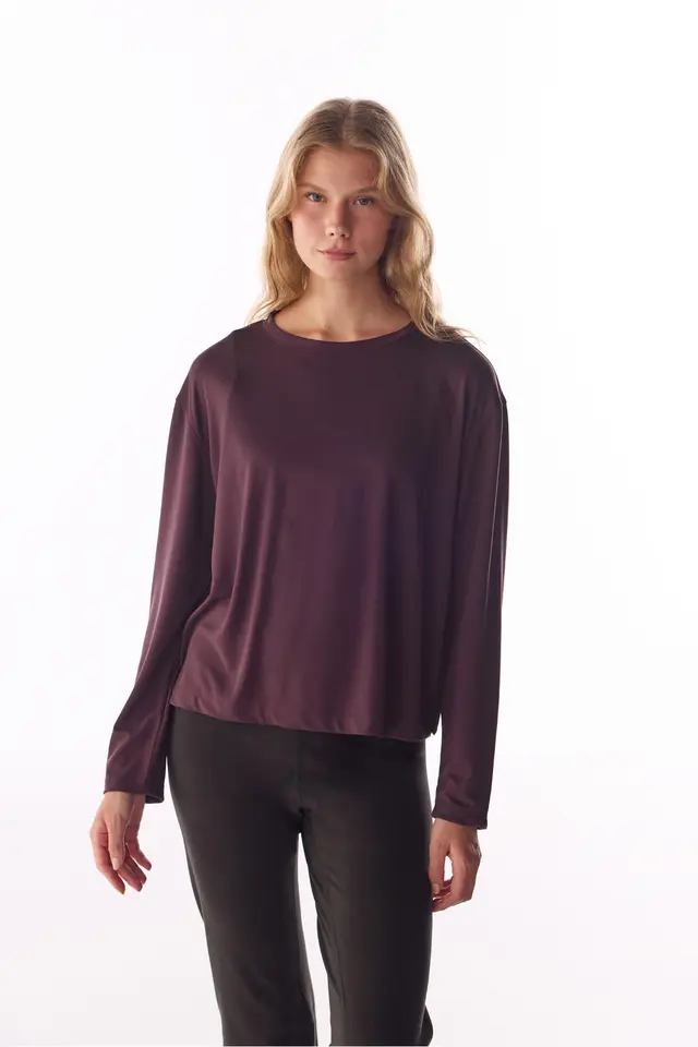 PENTI Modal Top With Slit Detail, Long Sleeve