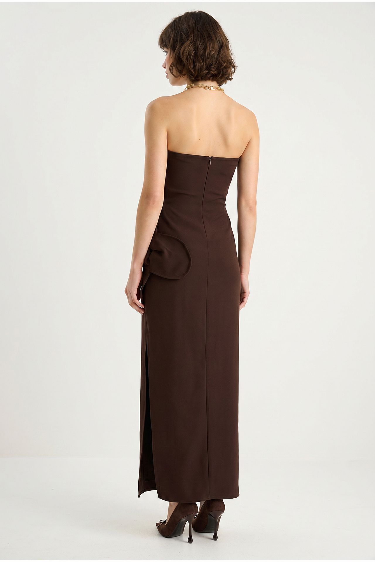 LUCCI Strapless Floral Maxi Dress with Bow Detail 5