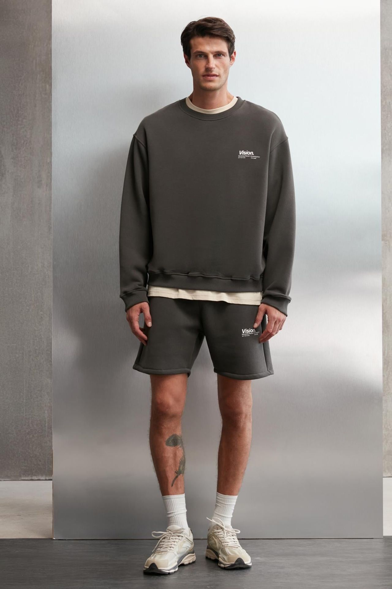 GRIMELANGE Baskılı Geniş Kalıp Bisiklet Yaka Sweatshirt 4