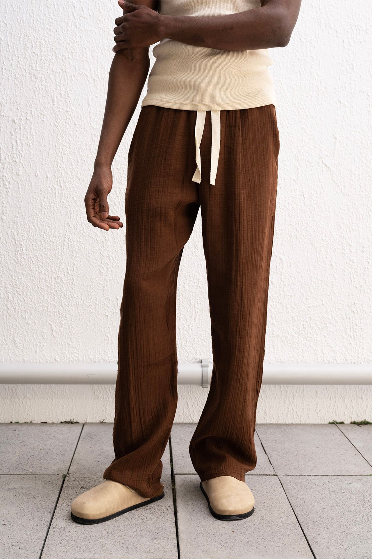 GIESTO Relaxed Fit Drawstring Waist Straight Leg Pants 3
