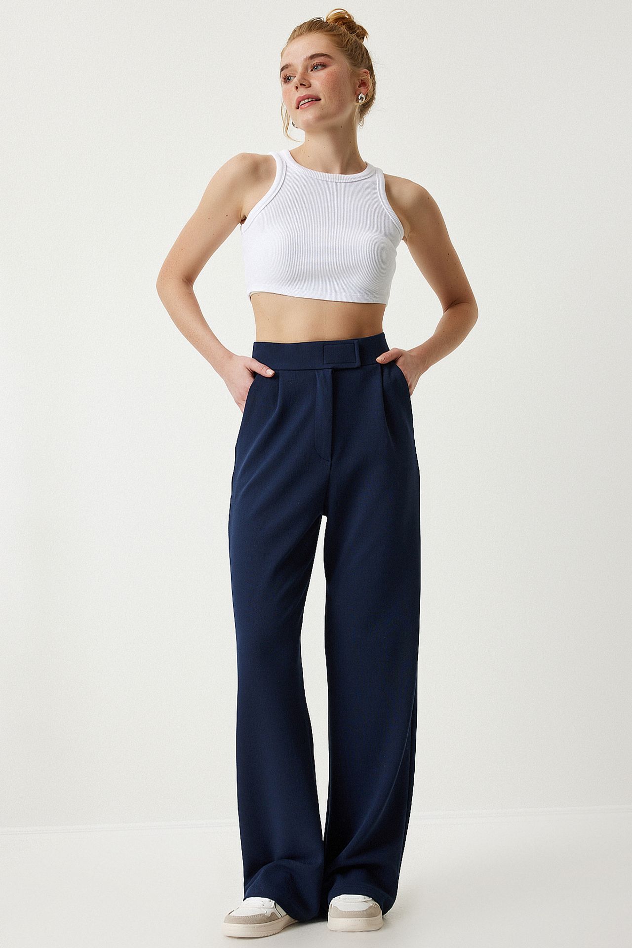 ISTANBUL High Waist Textured Palazzo Pants 2
