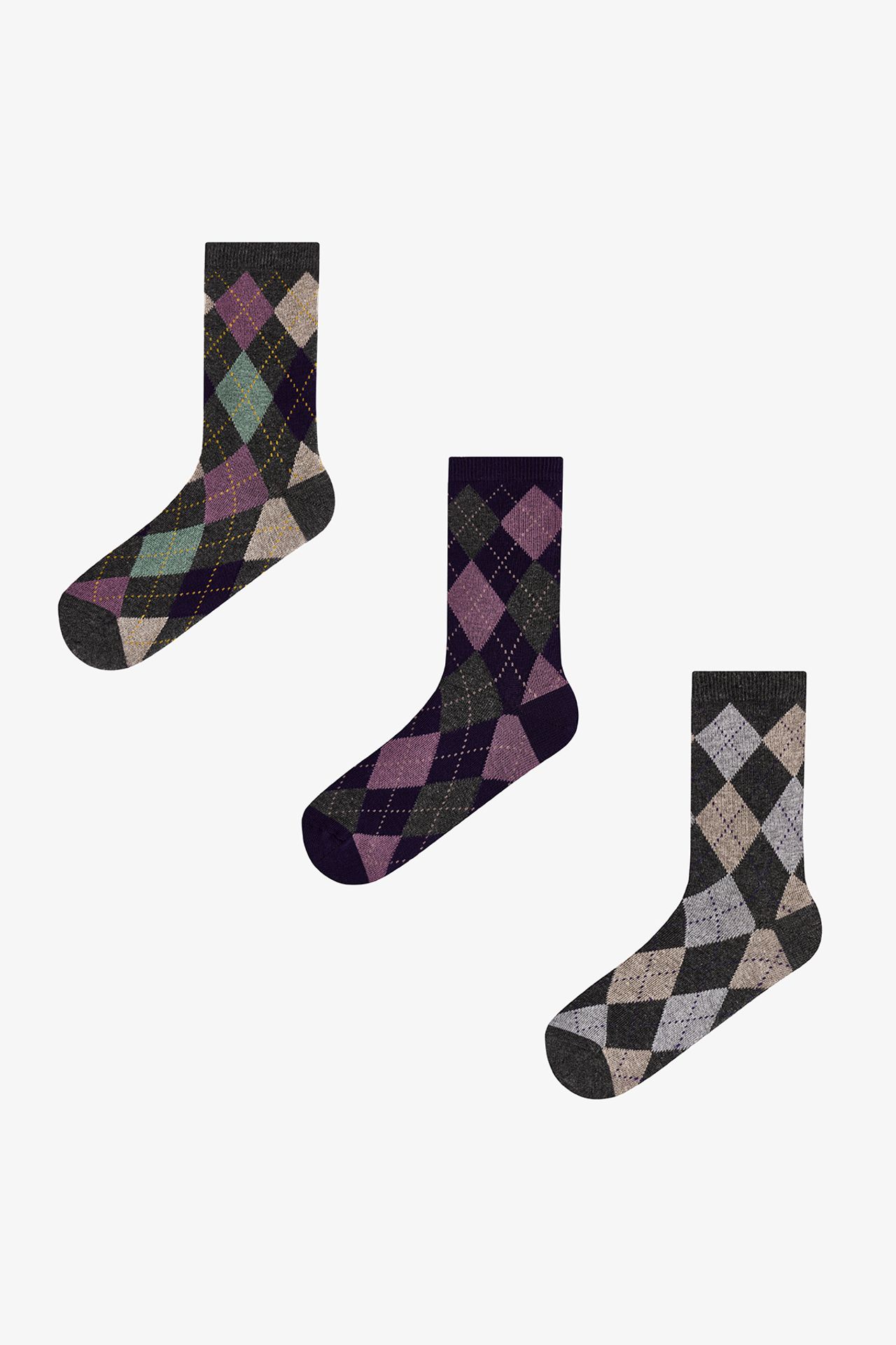 PENTI Classy Diamond Diamond Pattern Cotton Pair Crew Socks 1