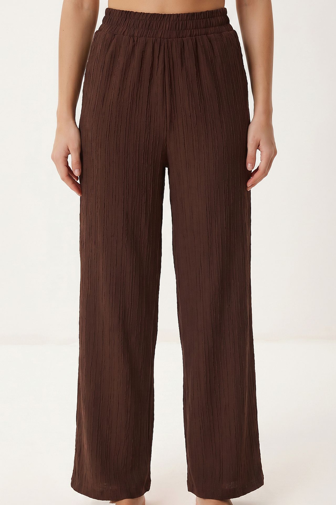 ISTANBUL High Waist Two-Piece Set with Shirt Collar and Wide Leg Pants