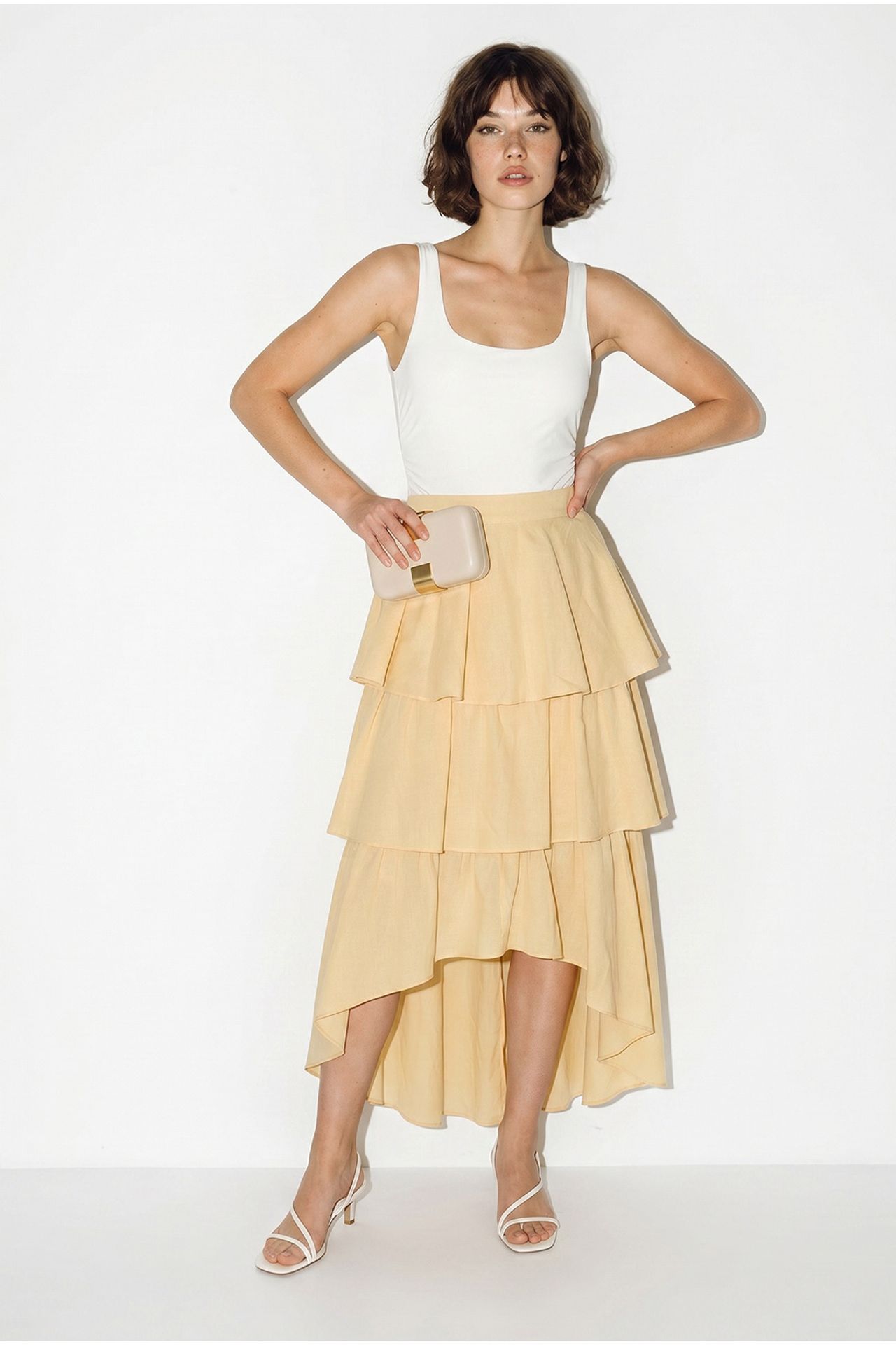 LUCCI High-Waist Cotton Poplin Midi Skirt 4